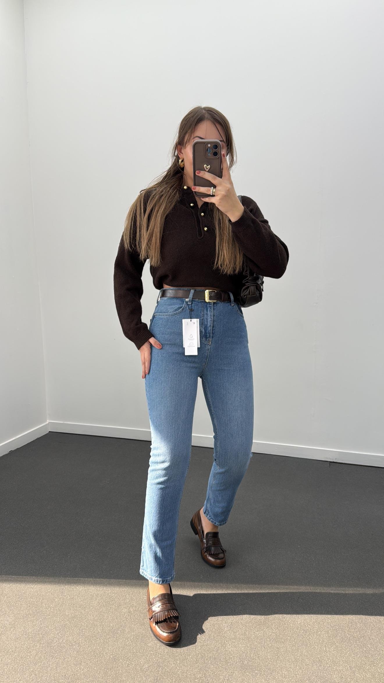 Seul Açık Kot Süper Yüksek Bel Boyfit Jeans