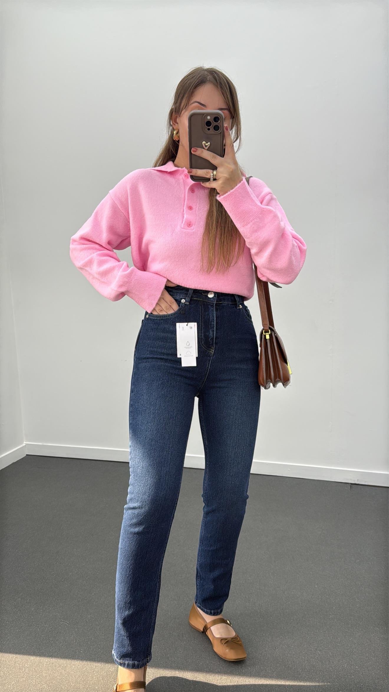 Seul Koyu Kot Süper Yüksel Bel Boyfit Jeans