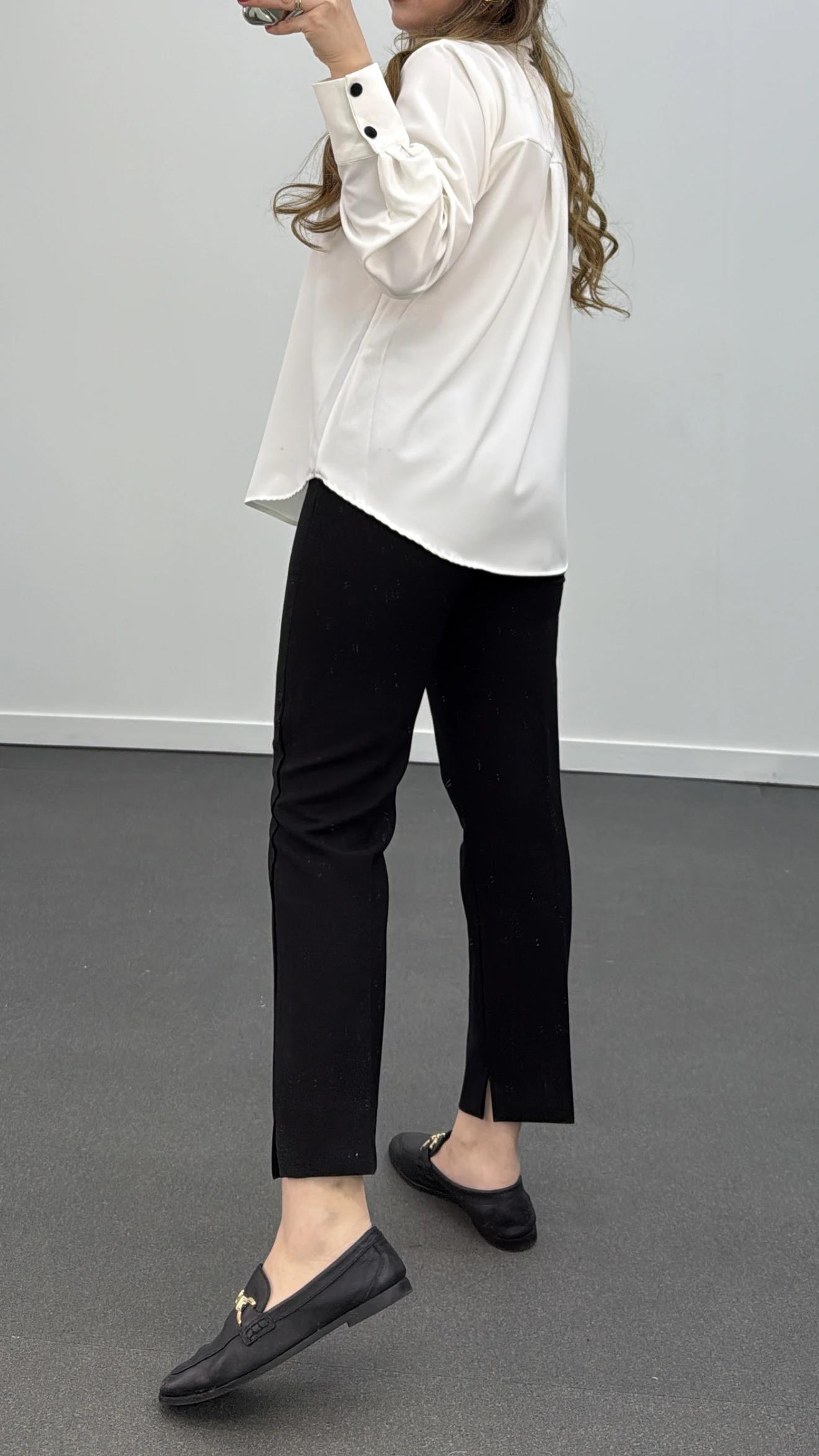 Simran Siyah Pensli Kumaş Pantolon