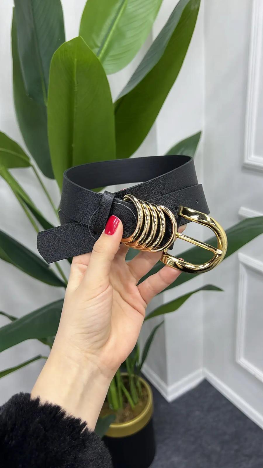 Siyah 5 Aksesuarlı Kemer