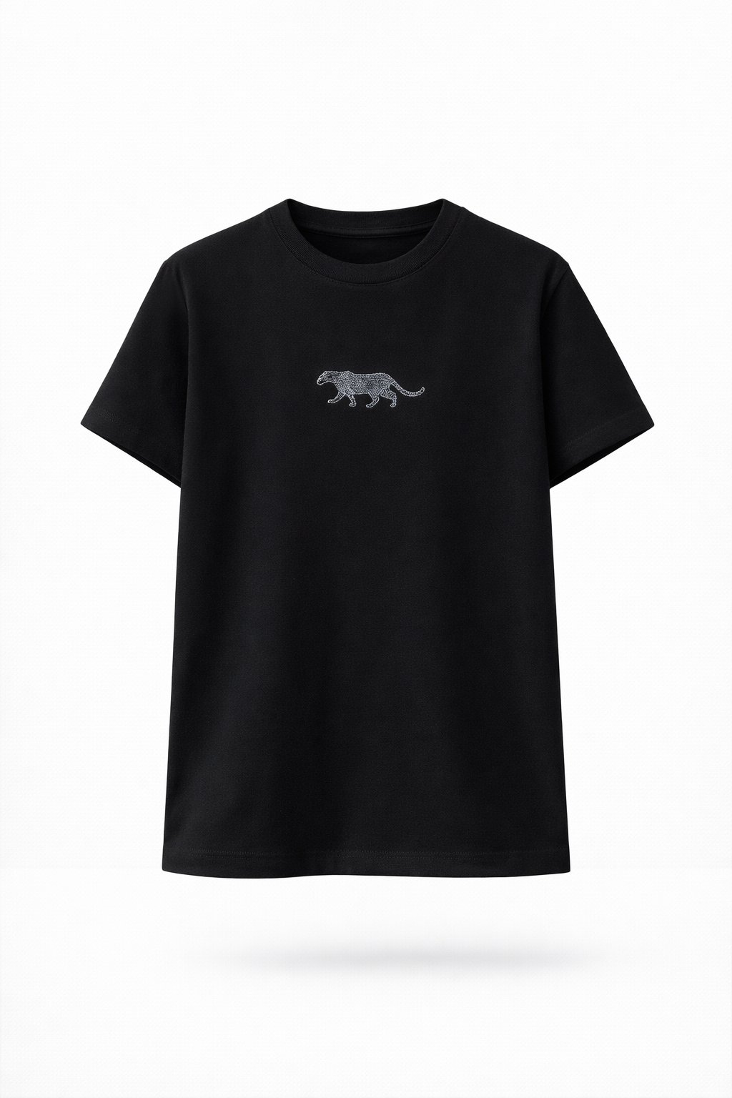 Siyah Mavi Kaplan Baskılı Basic Tshirt