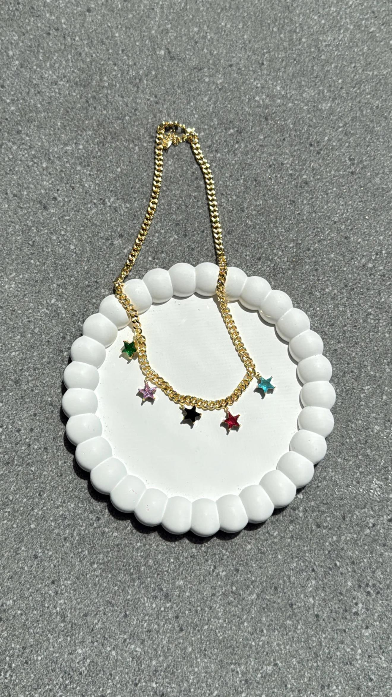 Star Renkli Taşlı Kolye