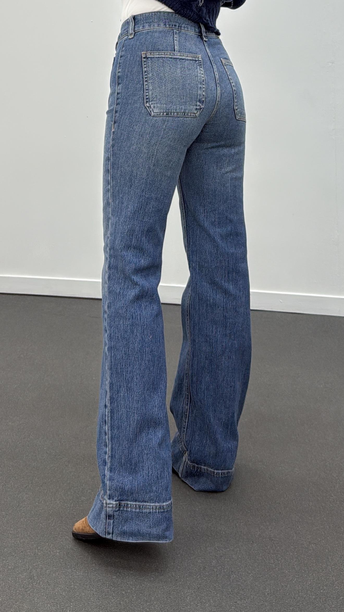 Stormi Kot Renk Önü Cepli Wide Leg Jeans