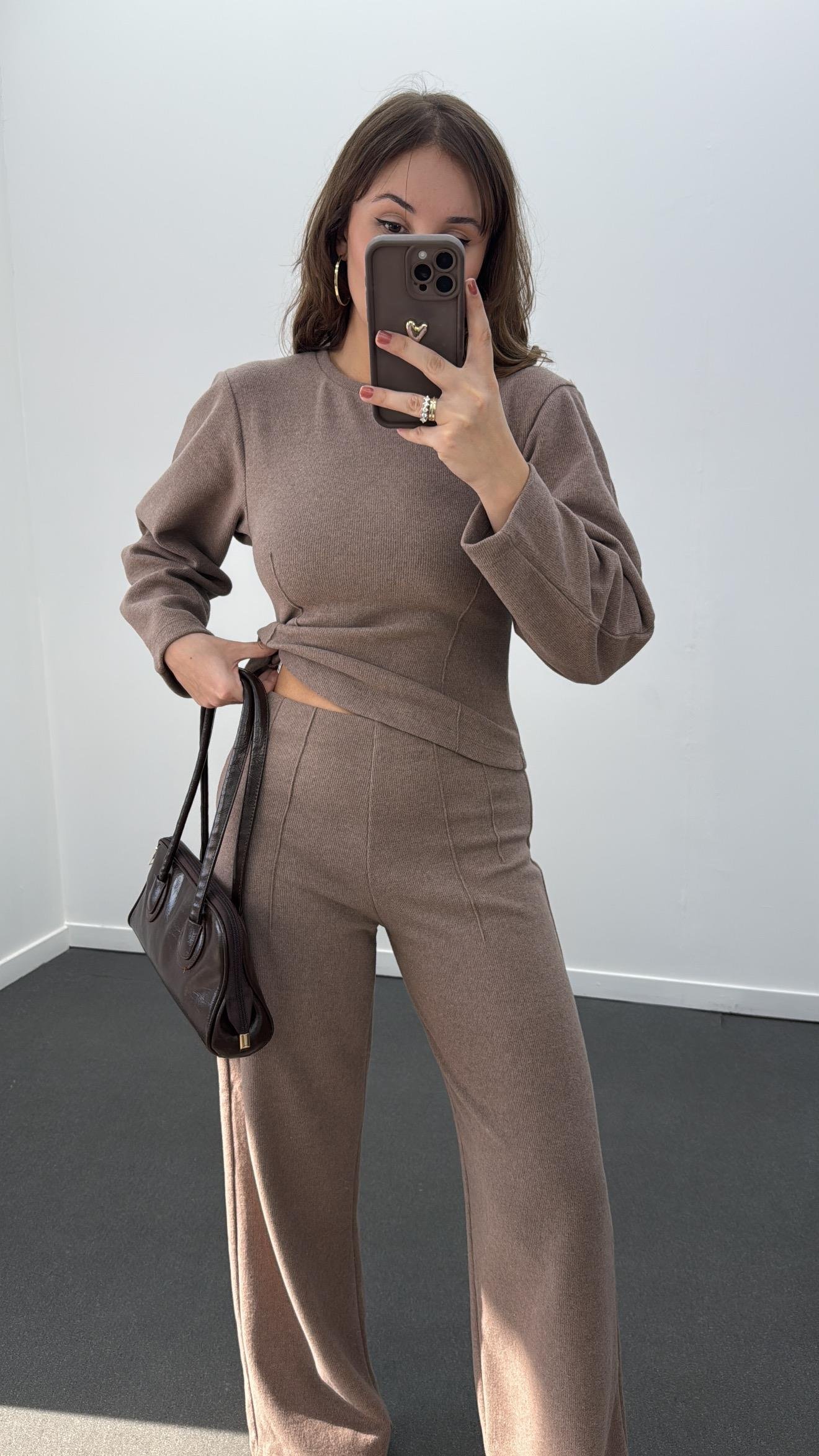 Suho Vizon Balon Kol Triko Ve Pantolon Takımı