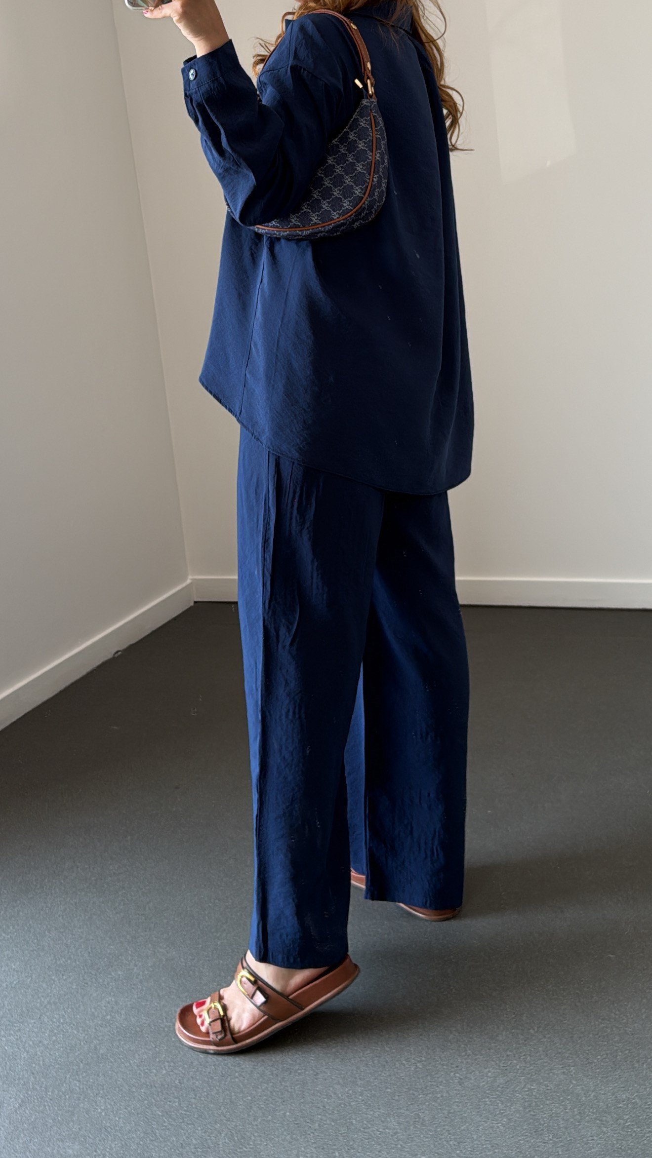 Sunny Lacivert Tensel Gömlek Ve Pantolon Takımı