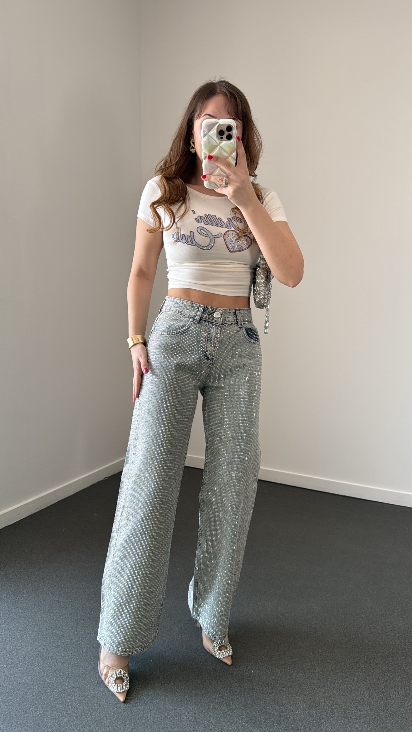 Superstar Taş Aksesuarlı Orta Bel Straight Jeans