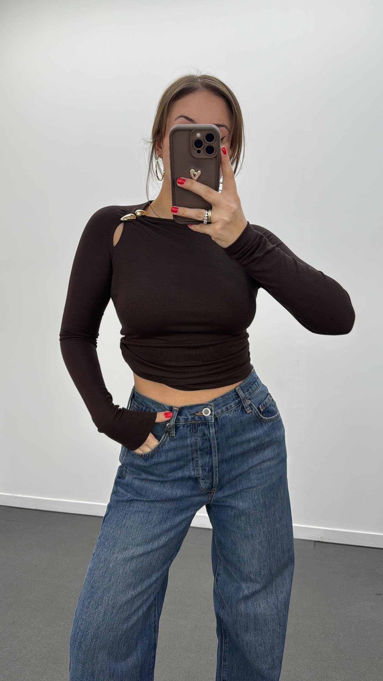 Svante Acı Kahve Broş Aksesuarlı Yumuşak Body