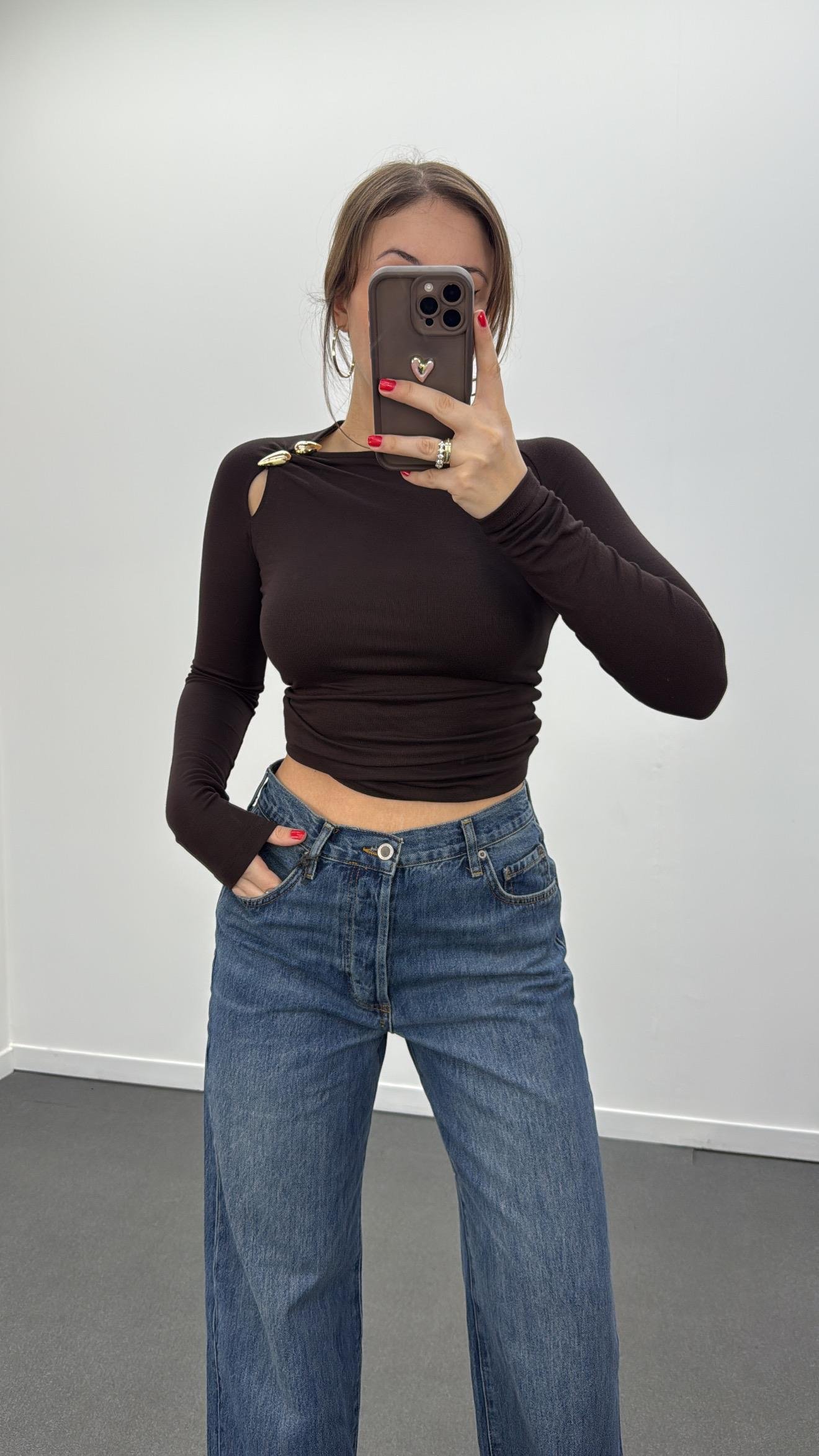 Svante Acı Kahve Broş Aksesuarlı Yumuşak Body