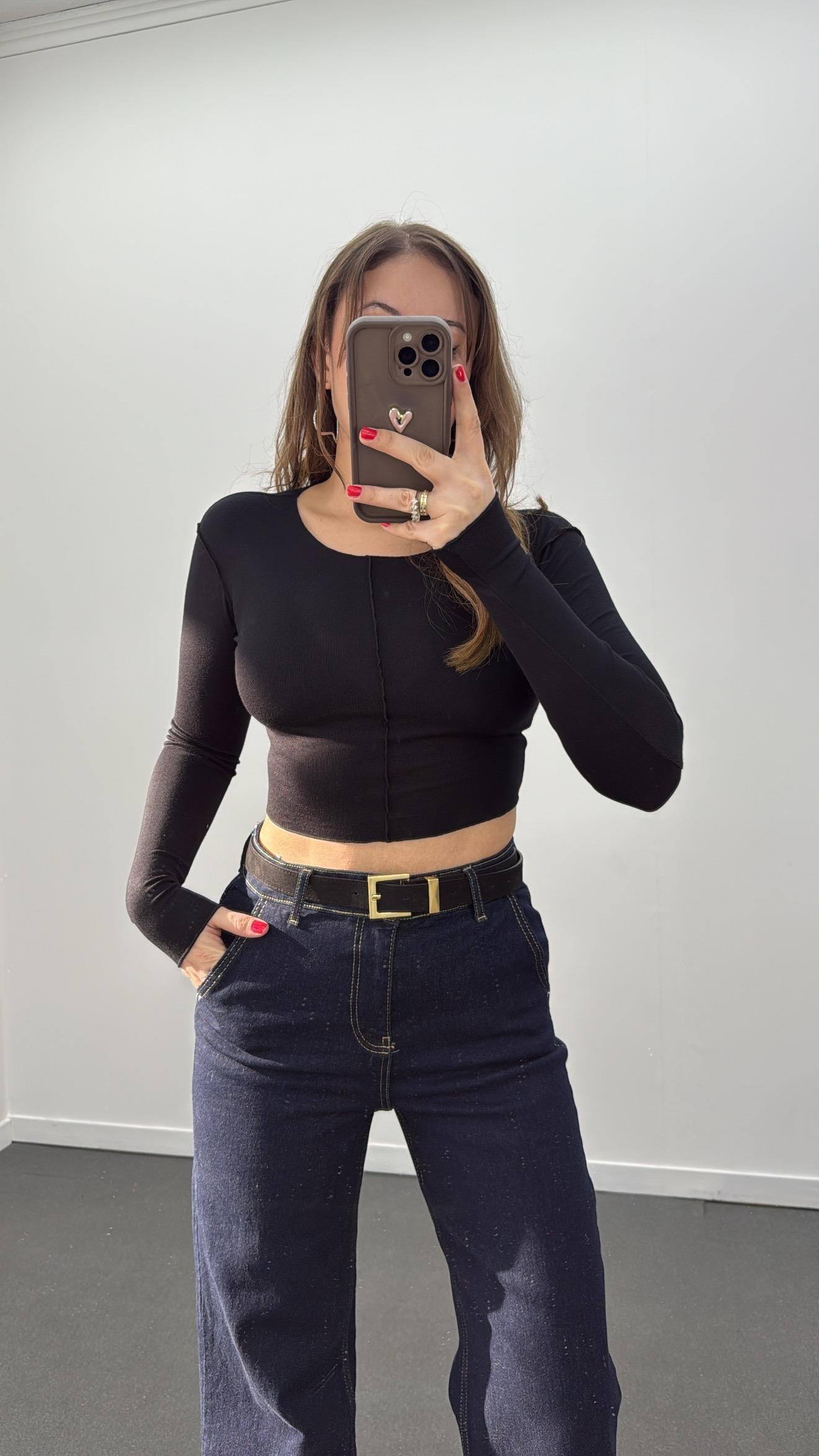 Tally Siyah Yumuşak Kumaş Bluz