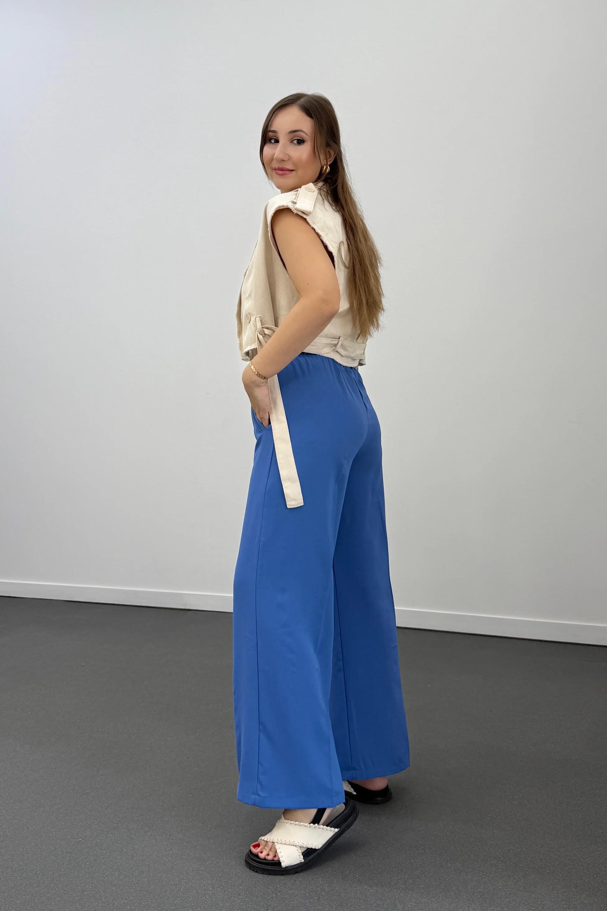 Tatumi Mavi Beli Lastikli Palazzo Pantolon