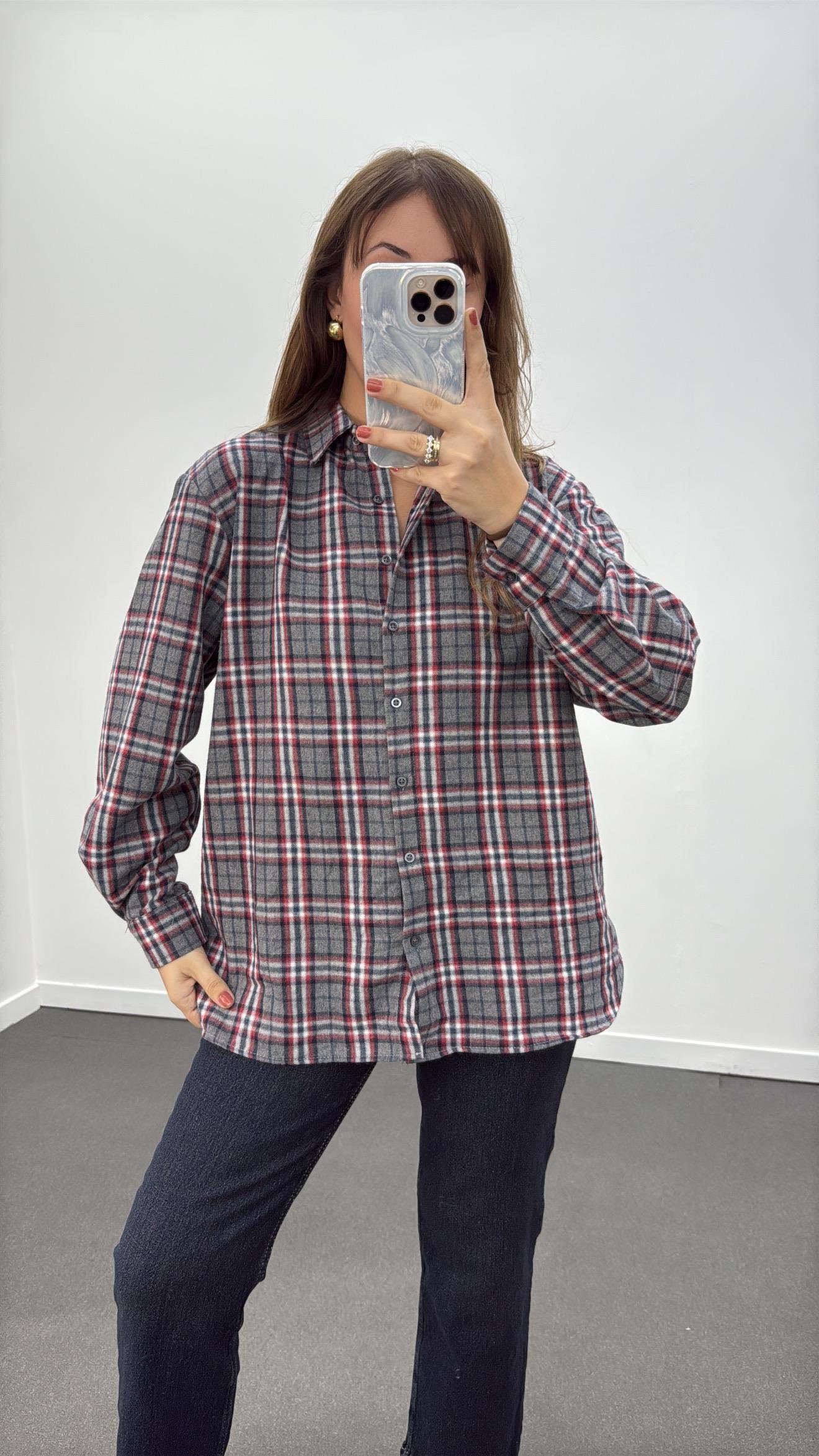 Taylor Gri Bordo Ekoseli Oduncu Gömlek