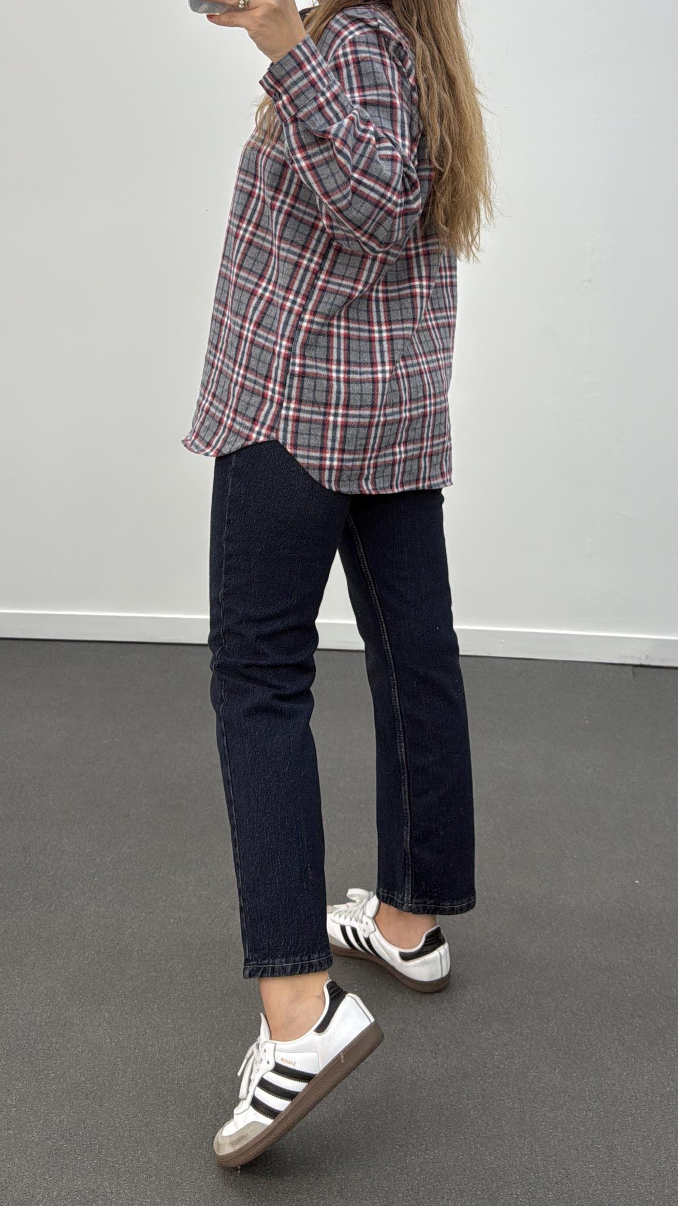 Taylor Gri Bordo Ekoseli Oduncu Gömlek