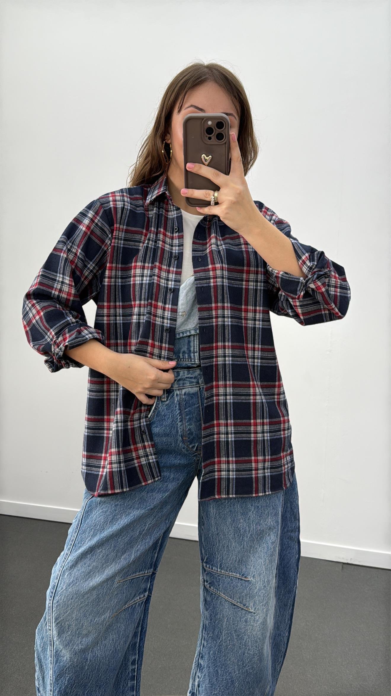 Taylor Lacivert Bordo Ekoseli Oduncu Gömlek