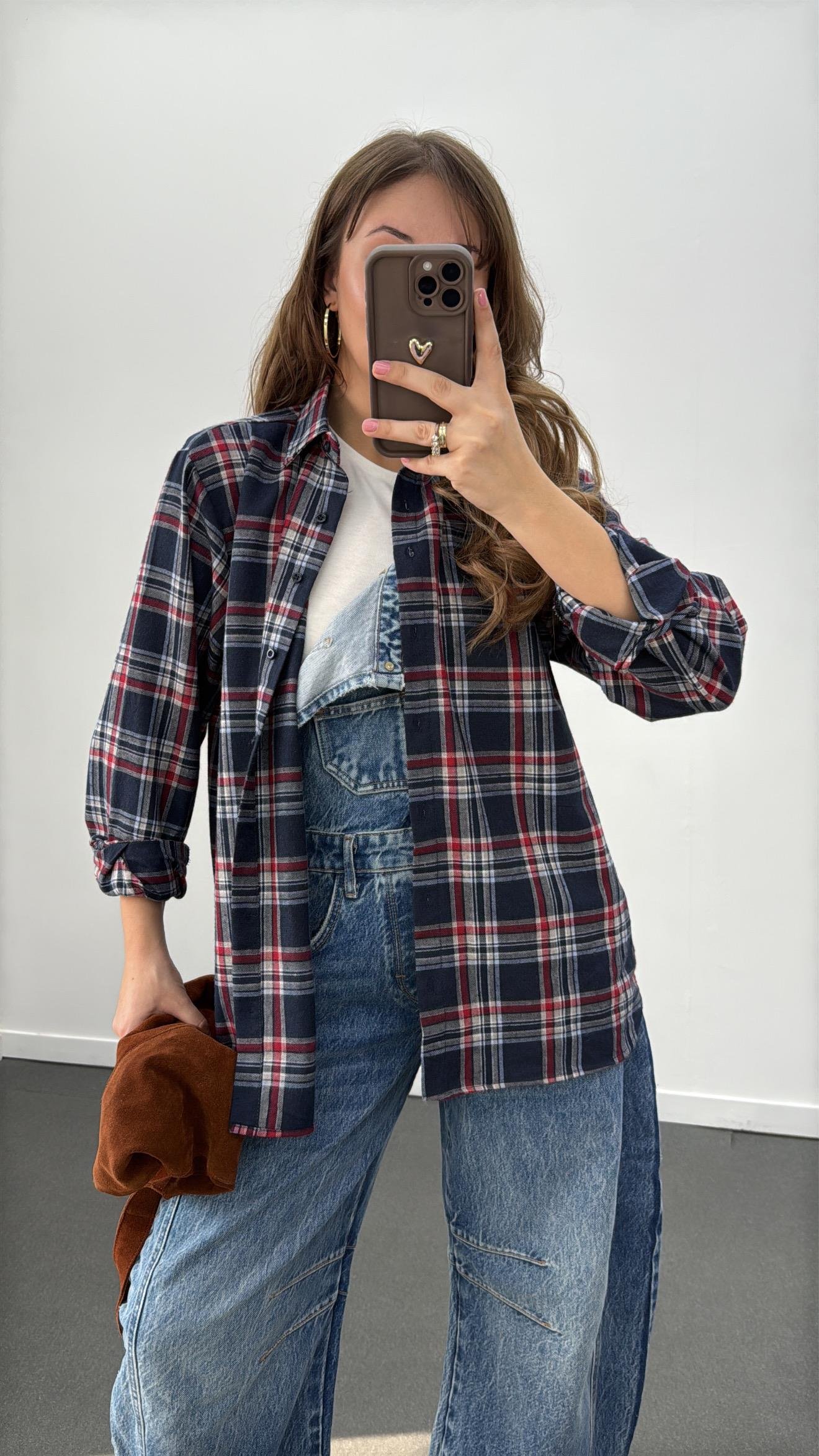 Taylor Lacivert Bordo Ekoseli Oduncu Gömlek