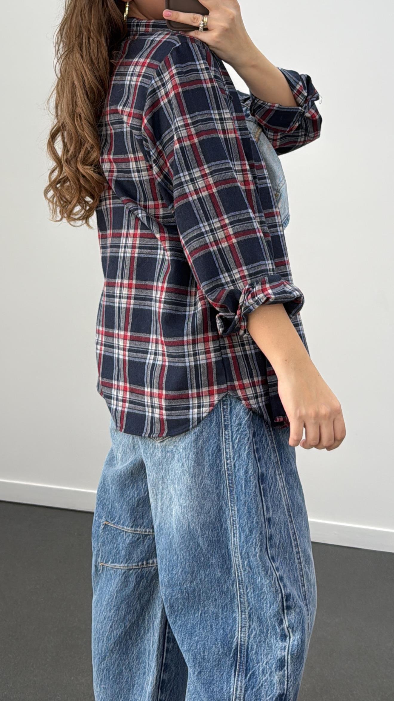 Taylor Lacivert Bordo Ekoseli Oduncu Gömlek