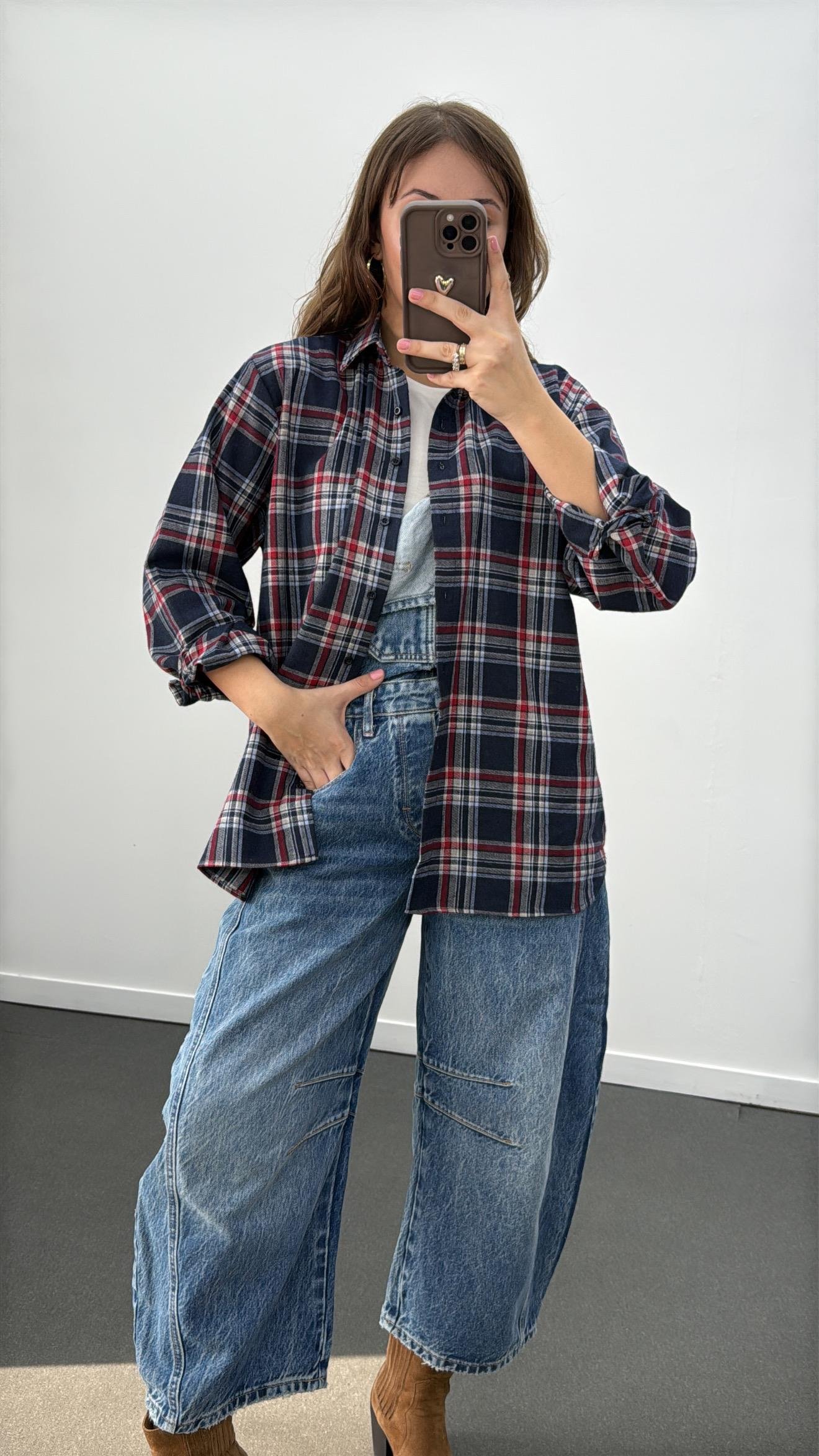 Taylor Lacivert Bordo Ekoseli Oduncu Gömlek