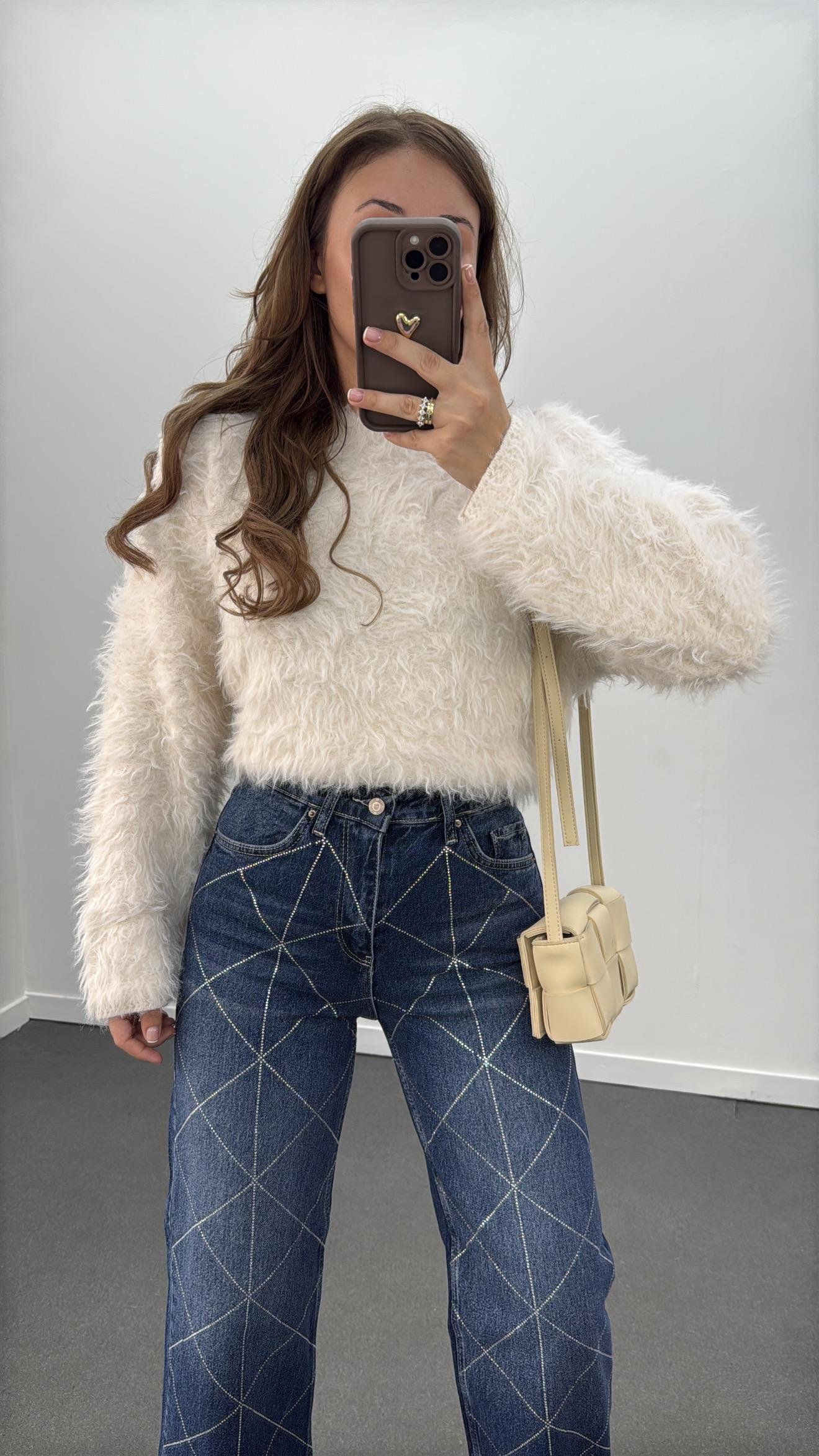 Teddy Krem Pelüş Kazak