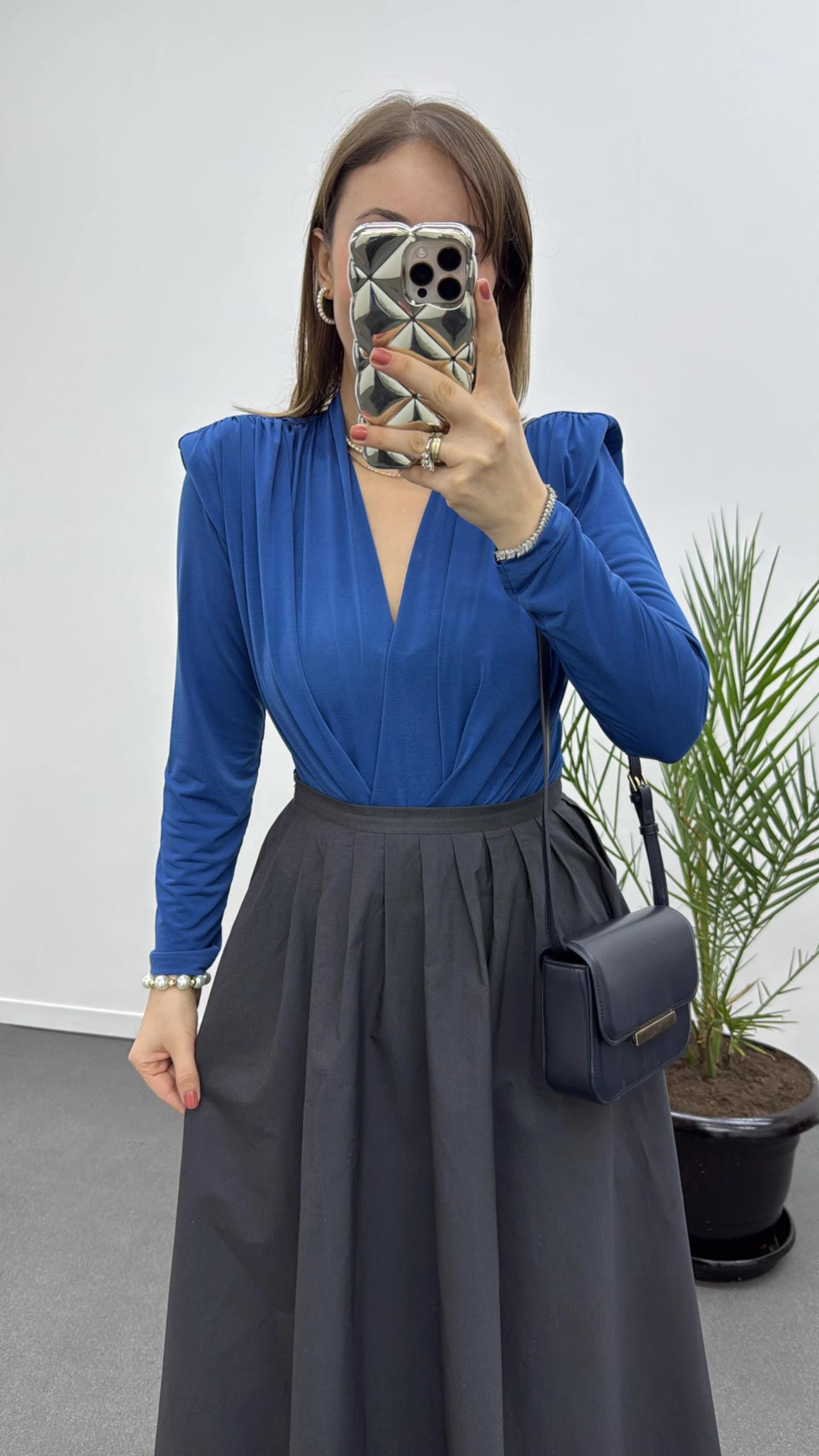 Theo Saks Mavisi Vatkalı Sandy Bodysuit