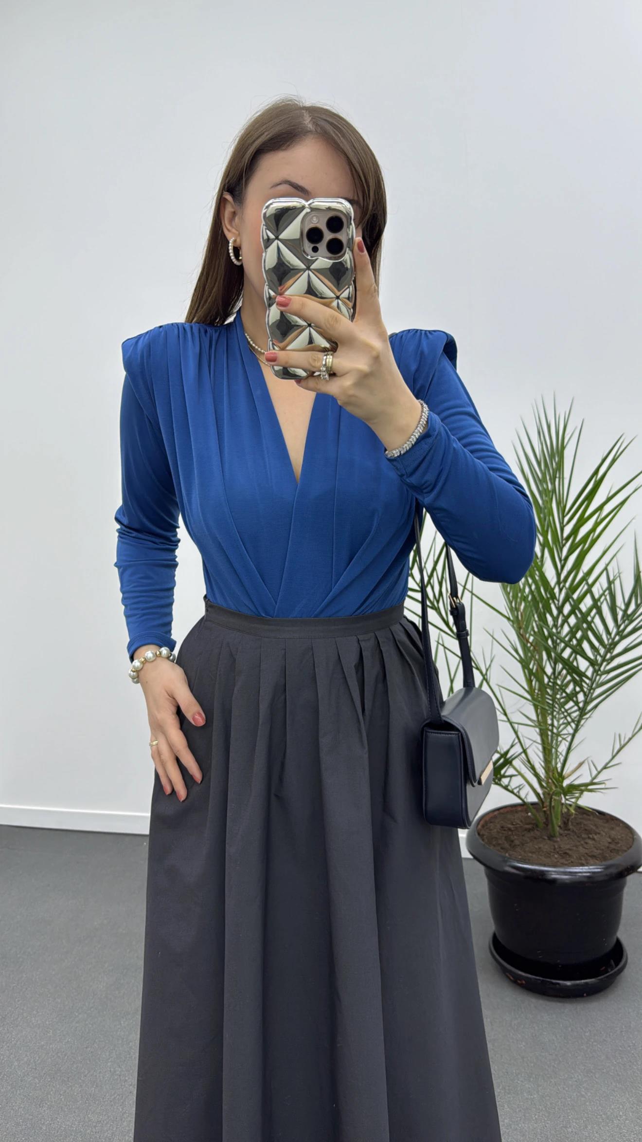 Theo Saks Mavisi Vatkalı Sandy Bodysuit