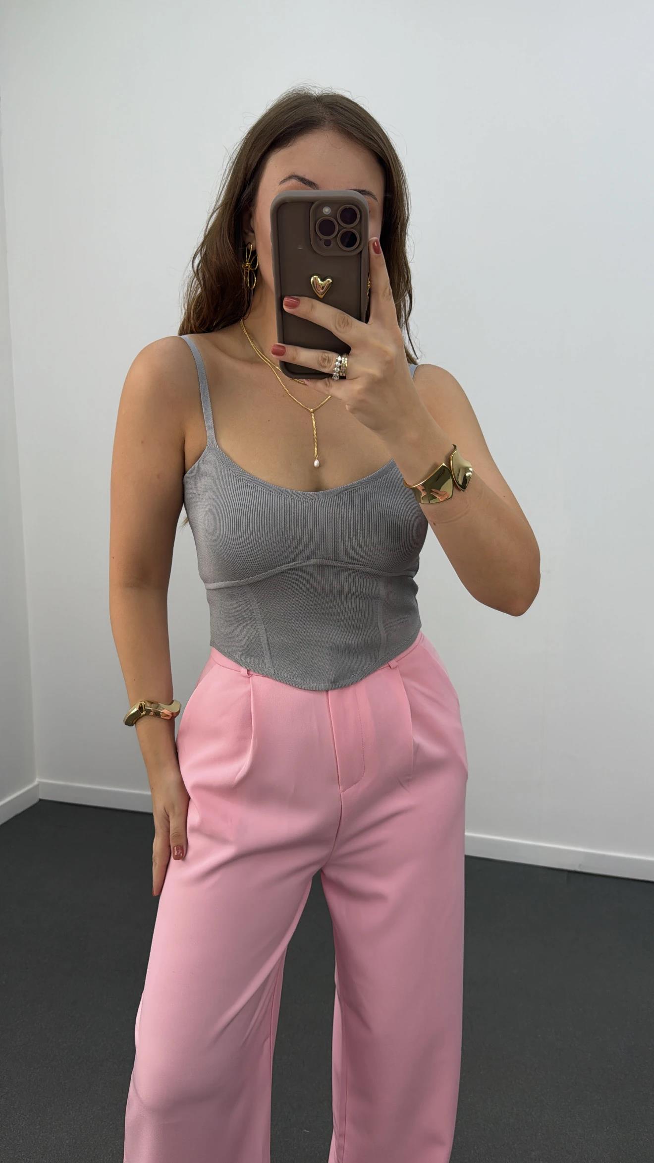 Tiana Açık Gri Korsajlı Atlet