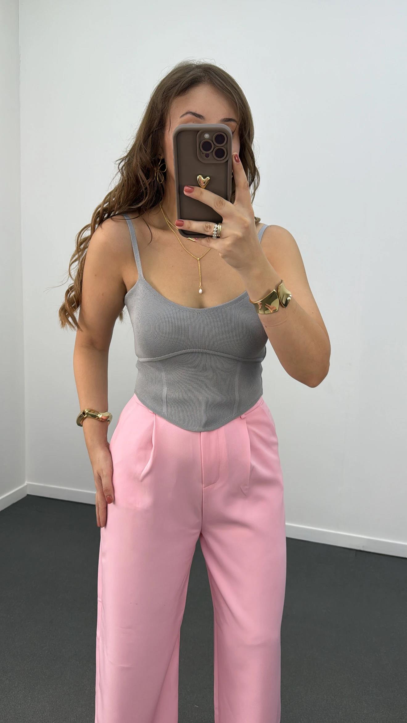 Tiana Açık Gri Korsajlı Atlet