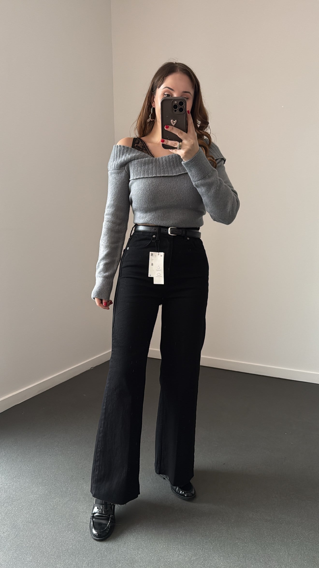 Toskana Siyah Ultra Yüksek Bel Crop Wide Leg Jeans