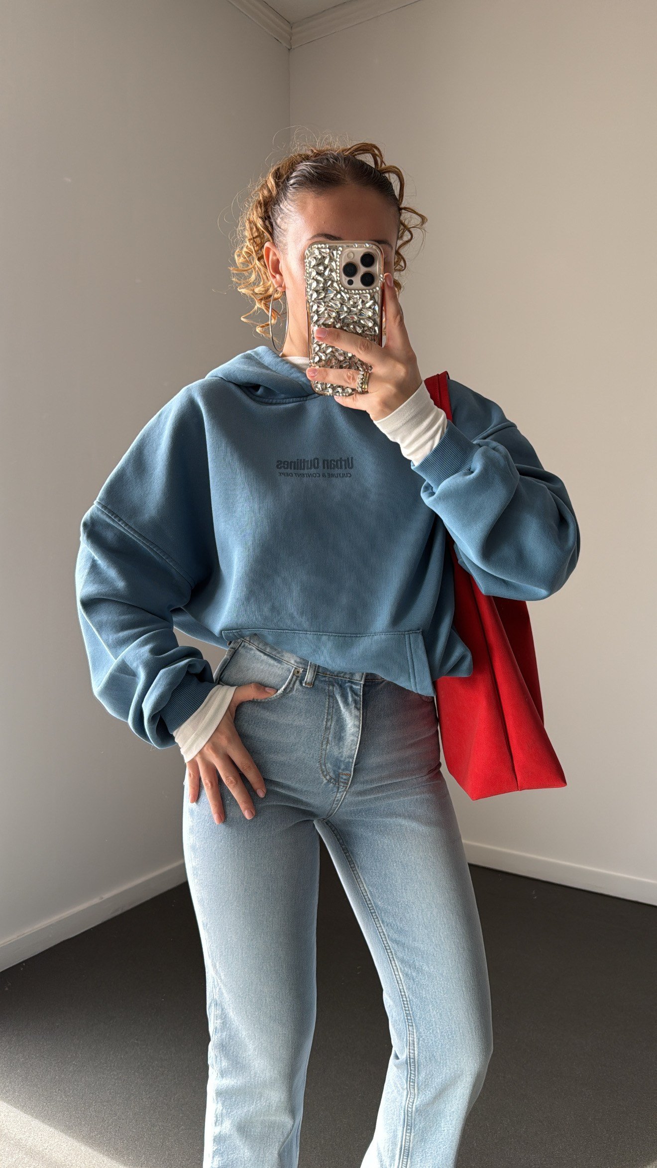 UO Mavi Baskılı Sweatshirt