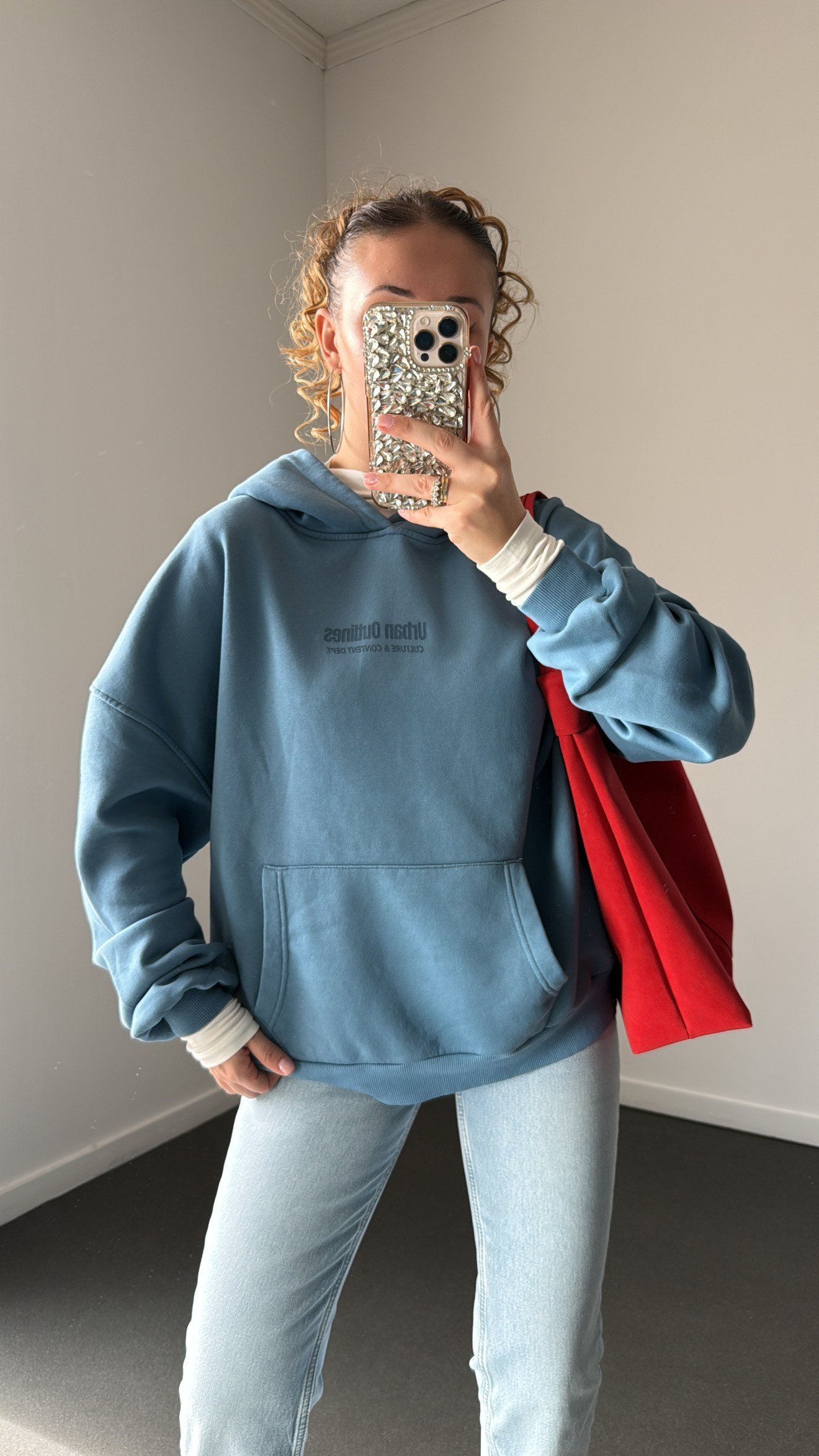 UO Mavi Baskılı Sweatshirt