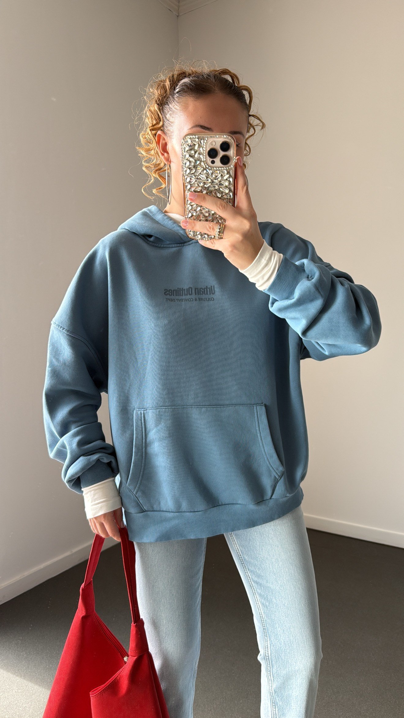 UO Mavi Baskılı Sweatshirt