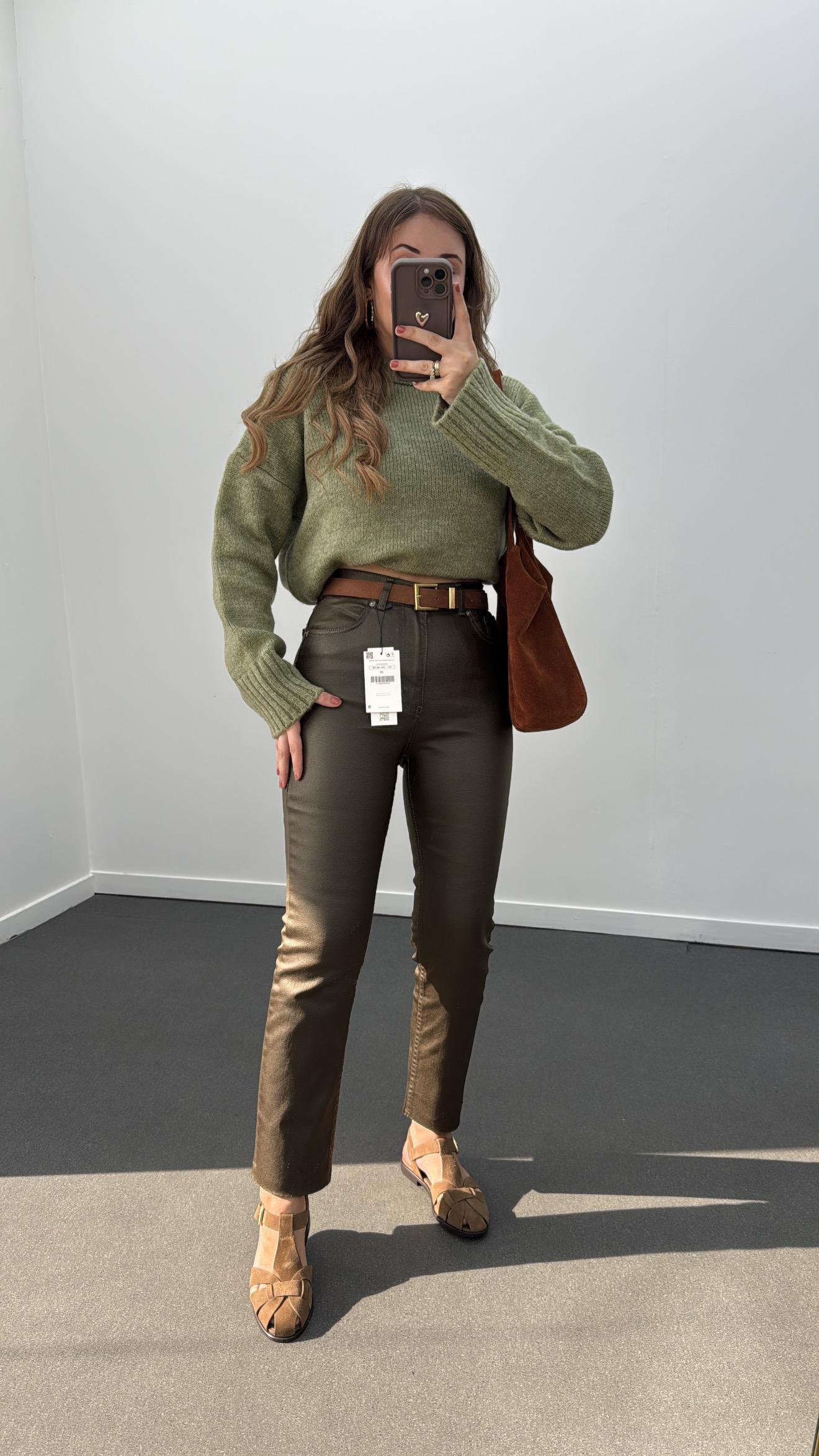 Vegas Haki Premium Mumlu Deri Pantolon