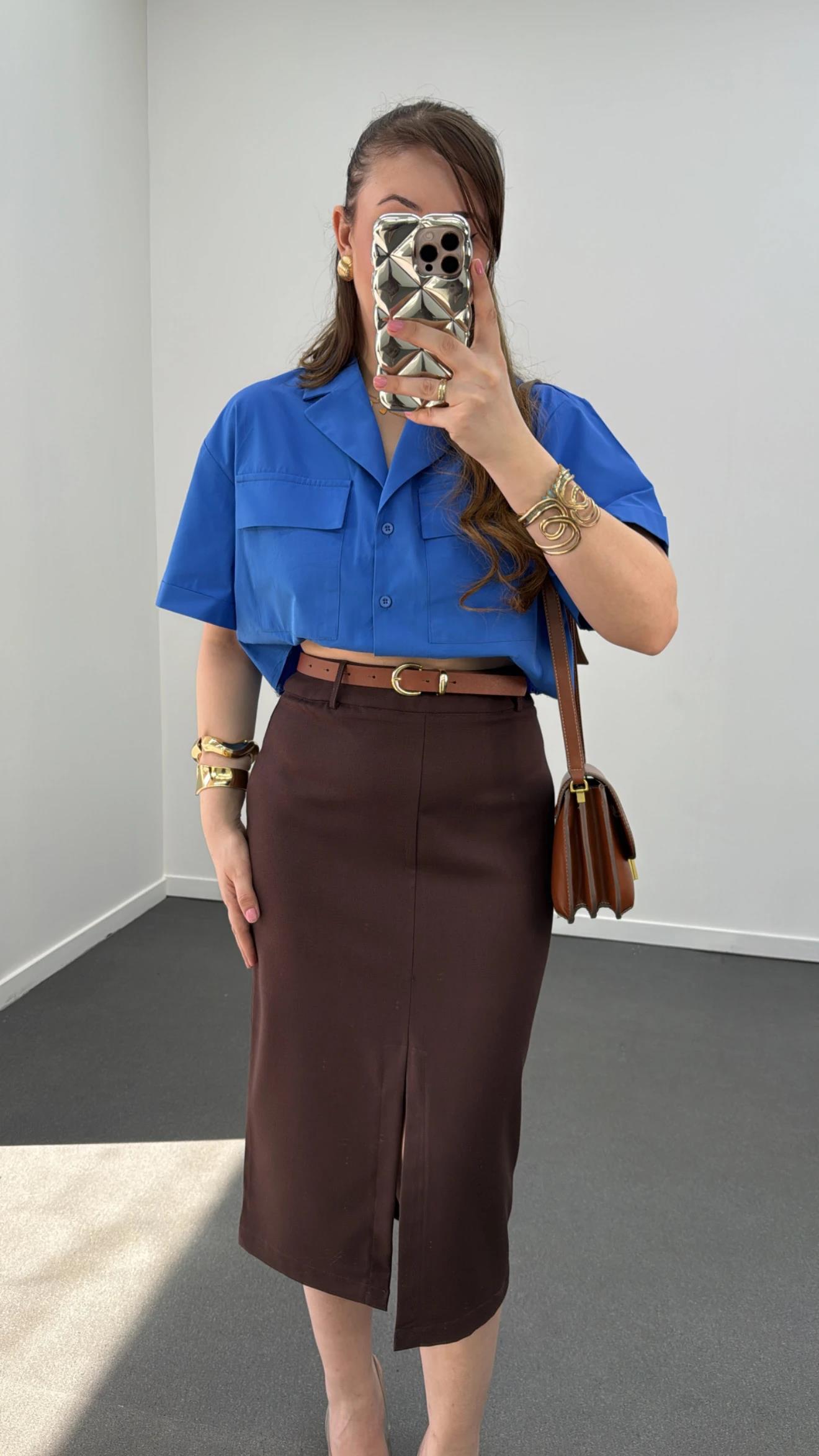 Vita Mavi Crop Gömlek