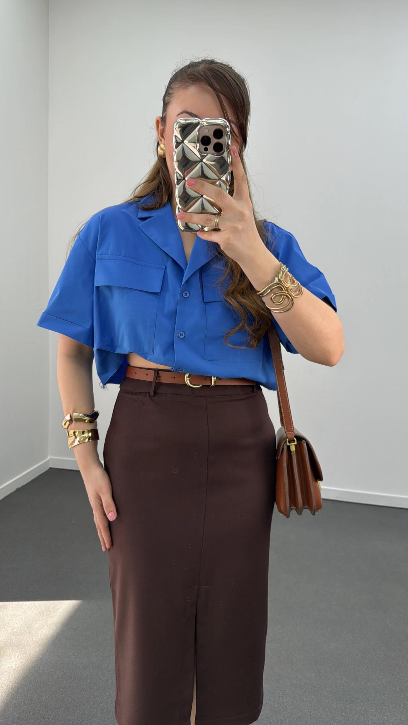 Vita Mavi Crop Gömlek