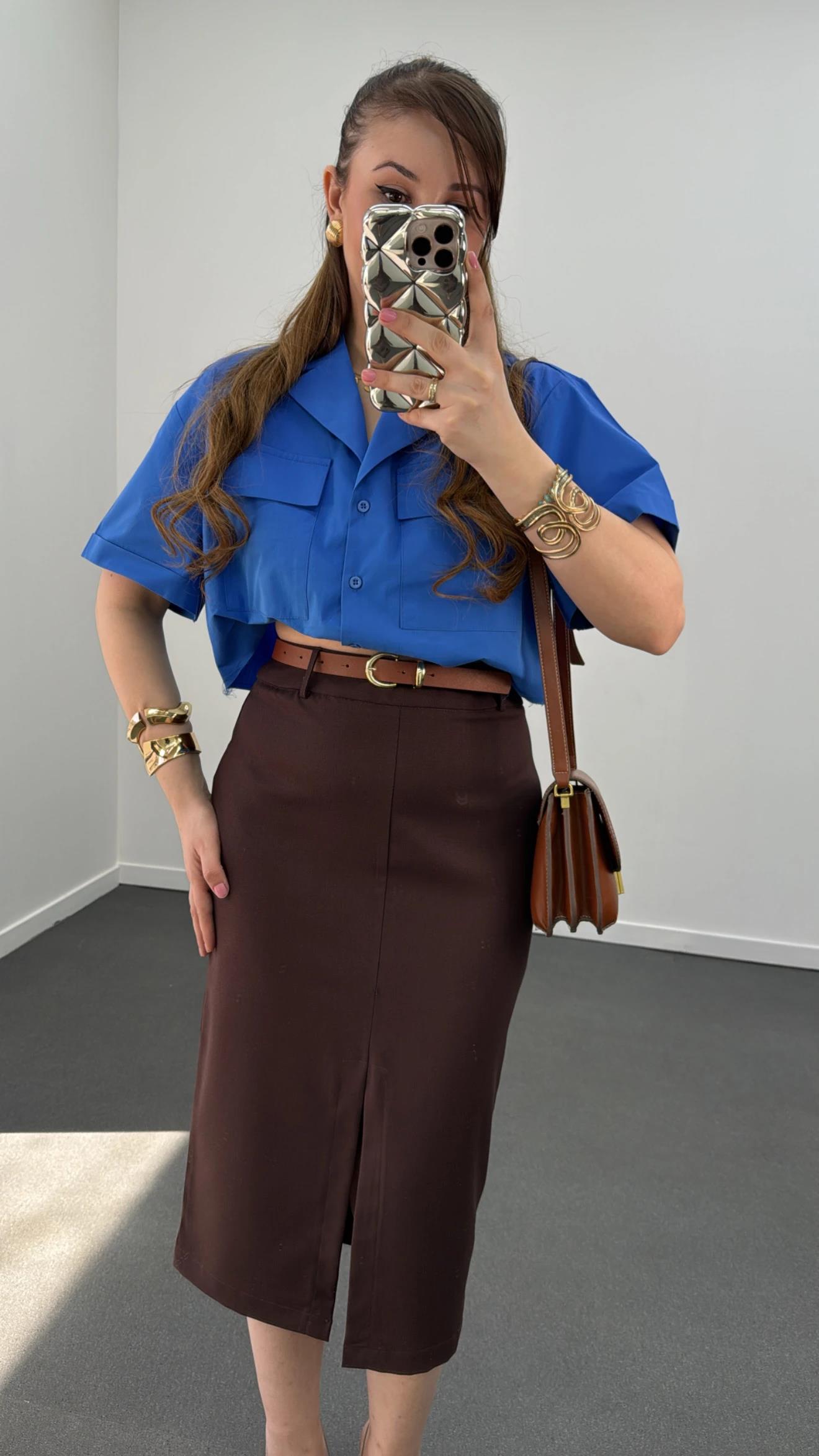 Vita Mavi Crop Gömlek