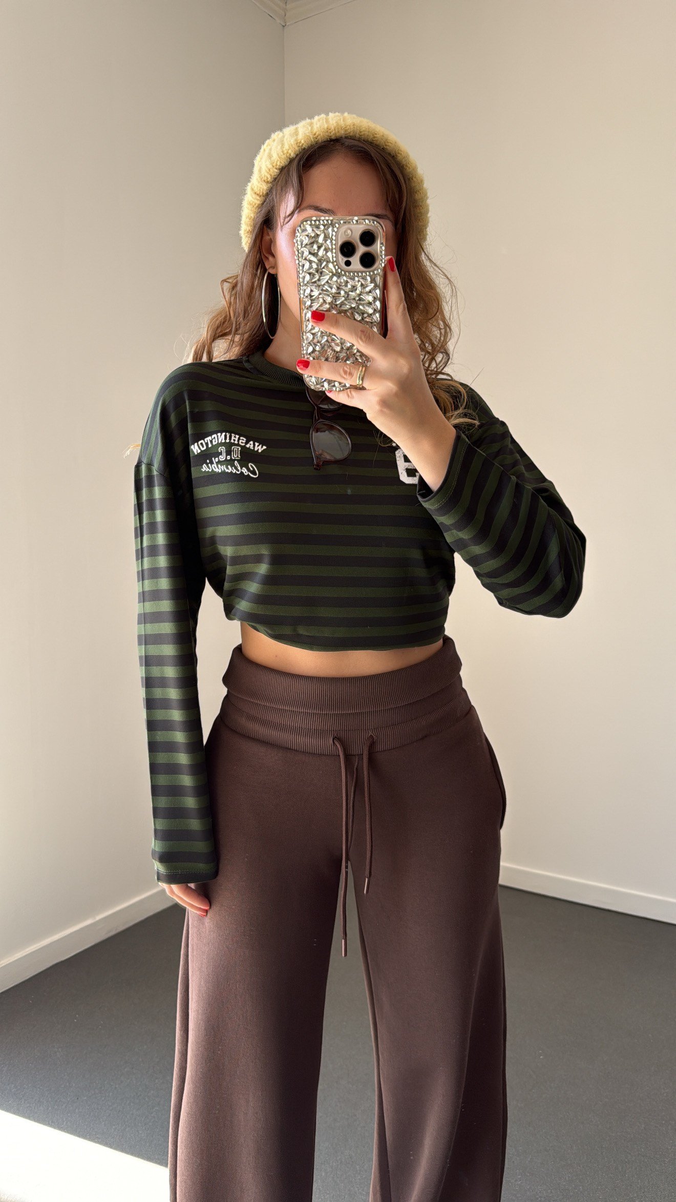 Washington Haki Siyah Çizgili Basic Sweat