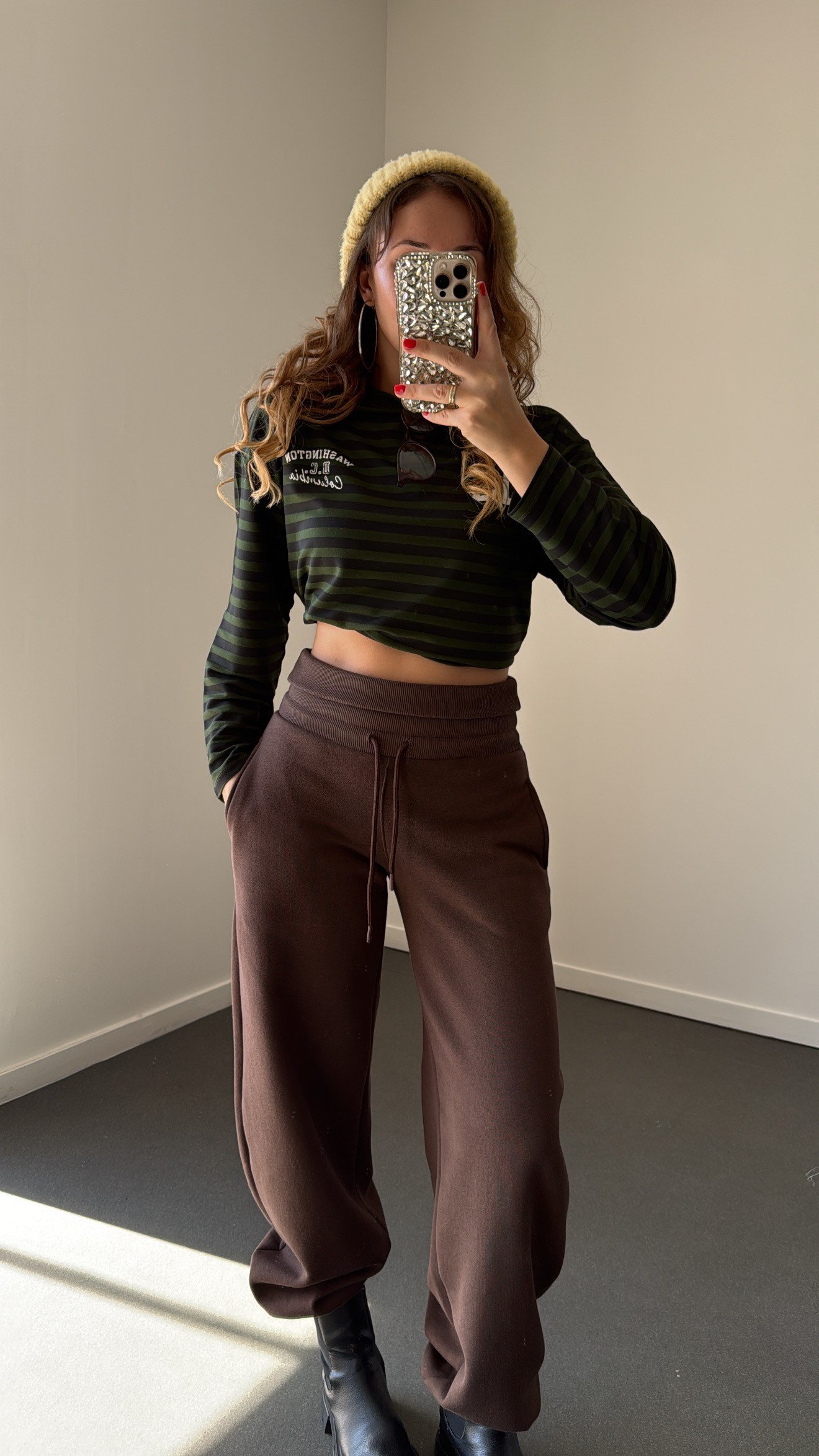 Washington Haki Siyah Çizgili Basic Sweat