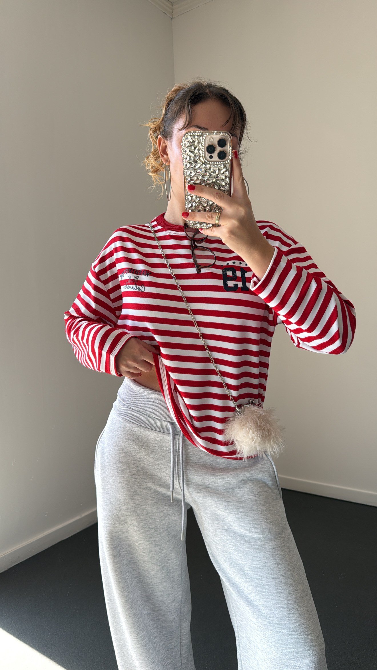 Washington Kırmızı Çizgili Basic Sweat