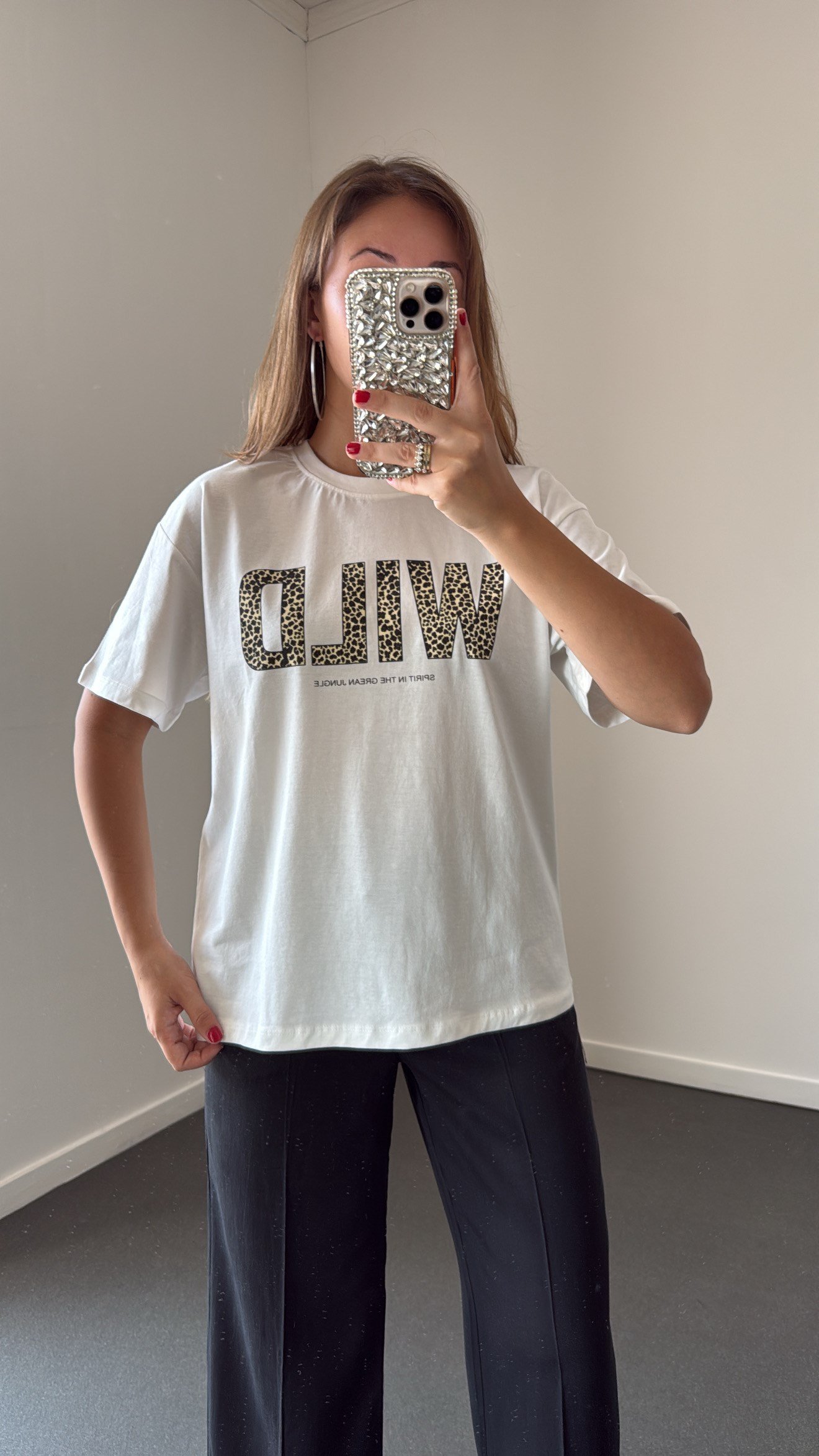 Wıld Yazı Baskılı Beyaz Pamuk Tshirt