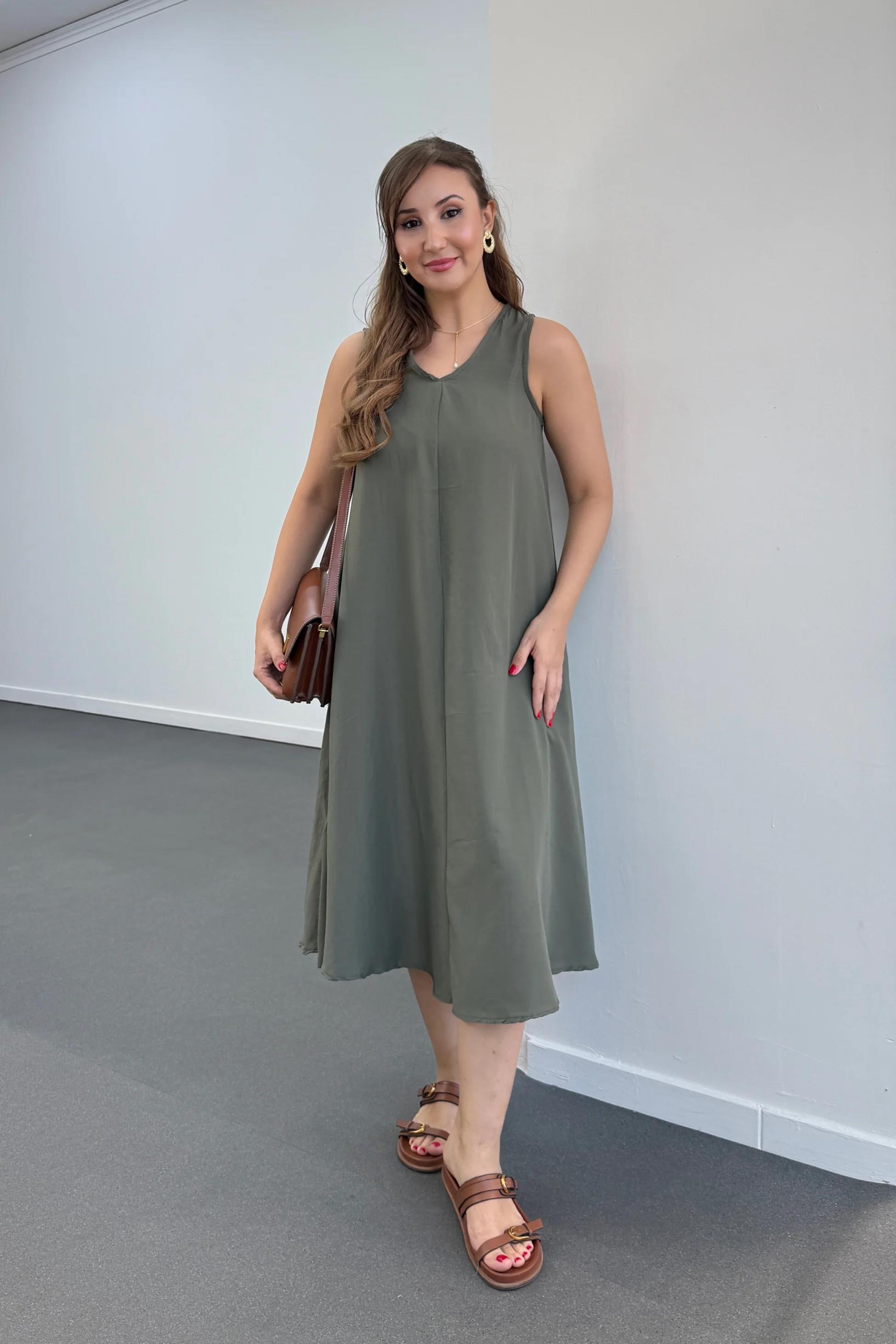 Yegor Haki Cepli Rahat Midi Elbise