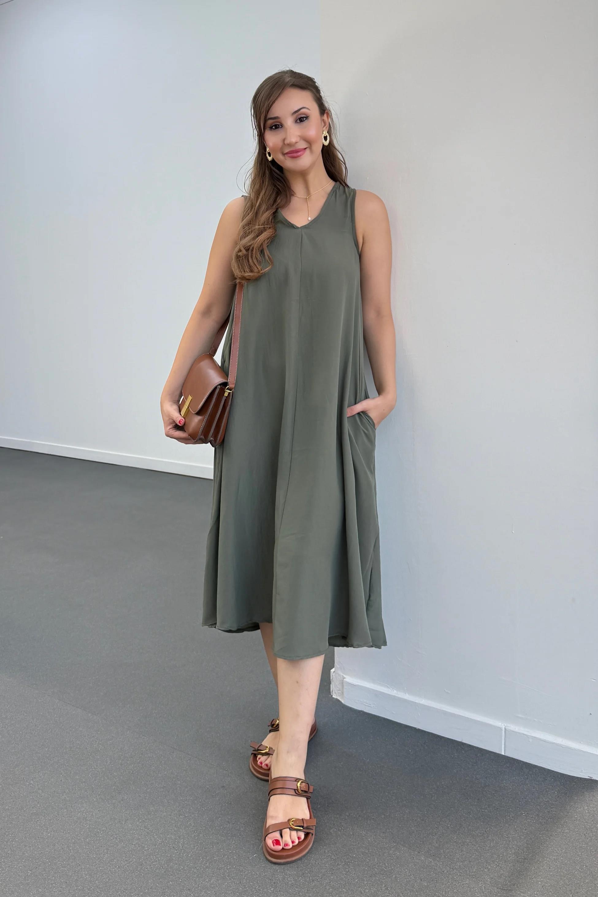 Yegor Haki Cepli Rahat Midi Elbise