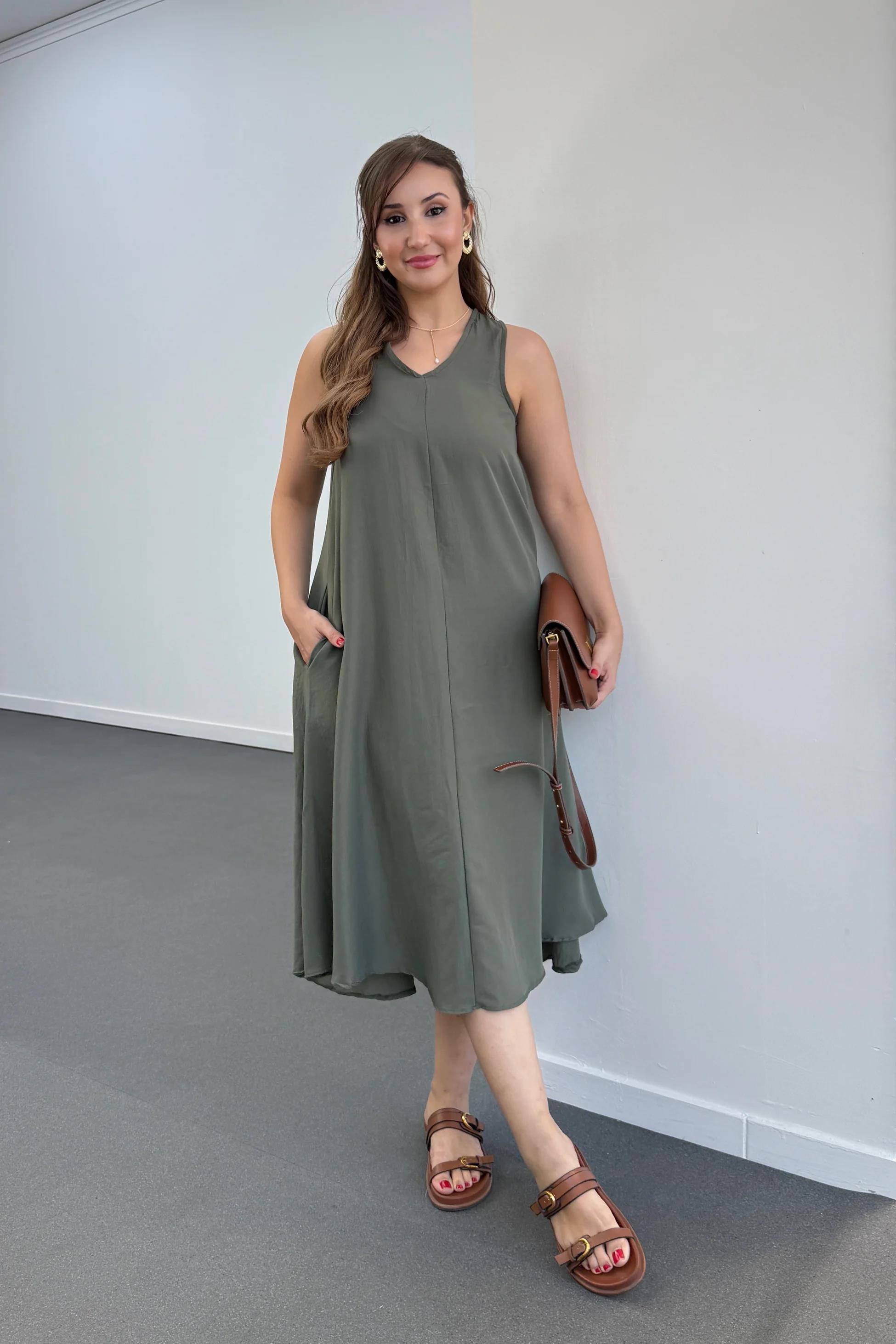 Yegor Haki Cepli Rahat Midi Elbise