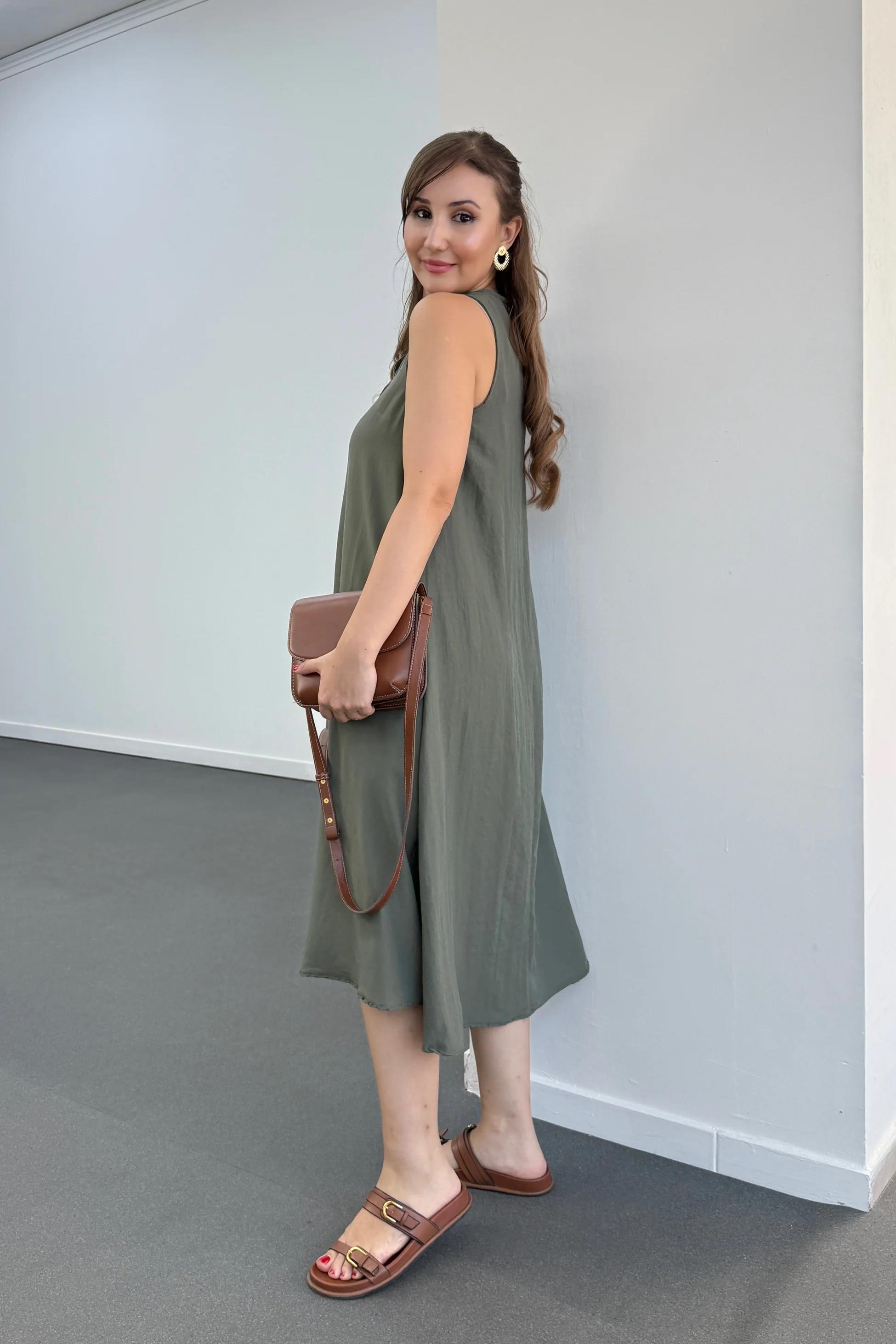 Yegor Haki Cepli Rahat Midi Elbise