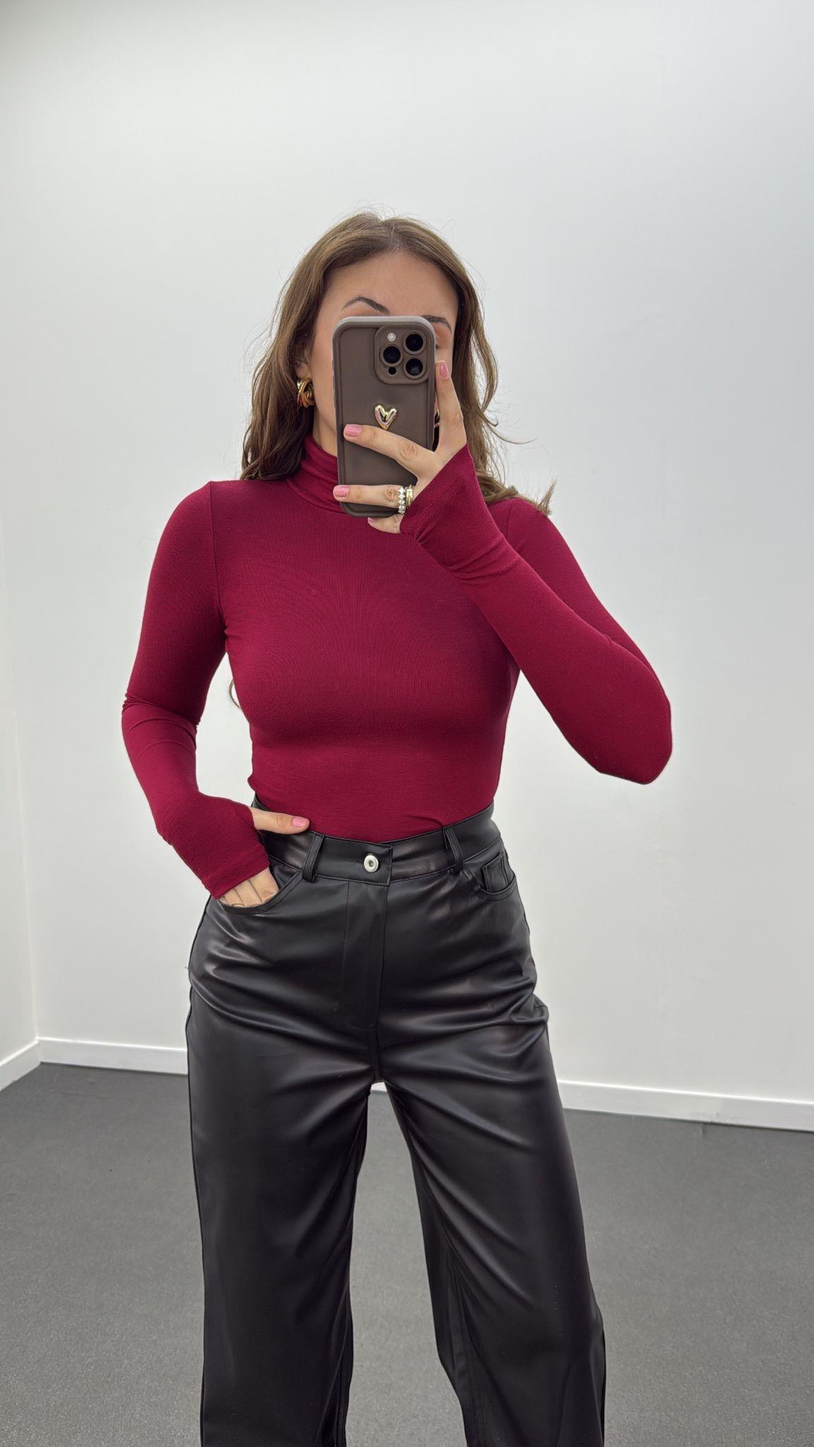 Yoko Bordo Balıkçı Yaka Modal Body