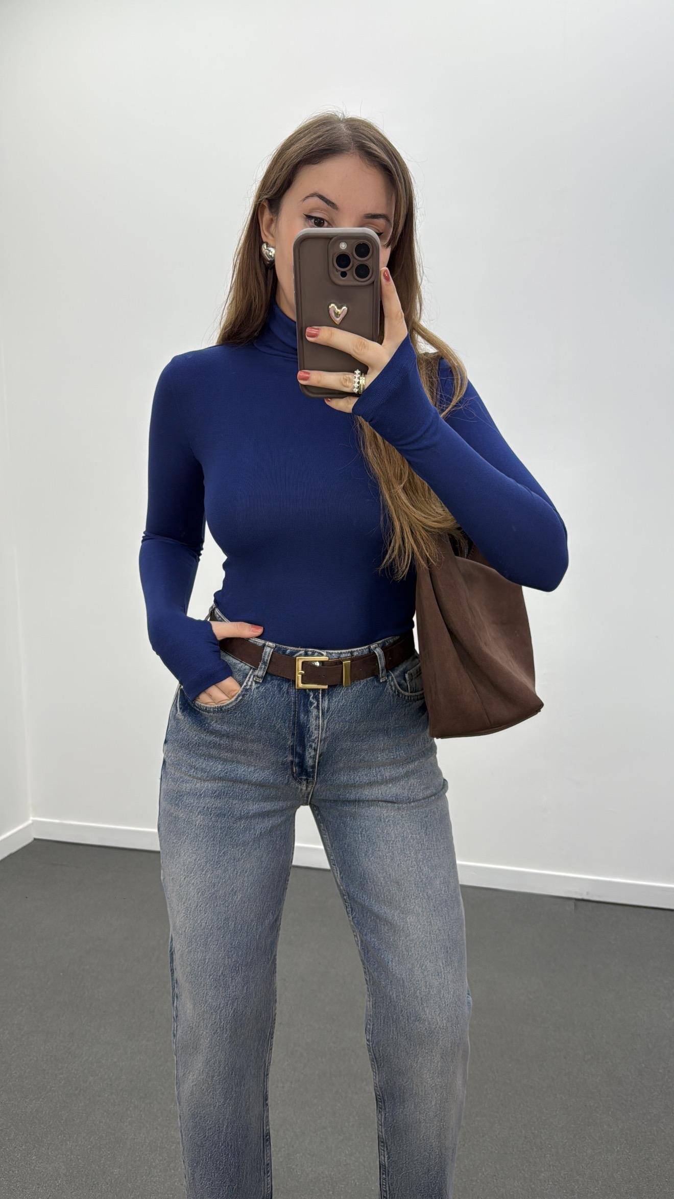 Yoko Saks Mavisi Balıkçı Yaka Modal Body