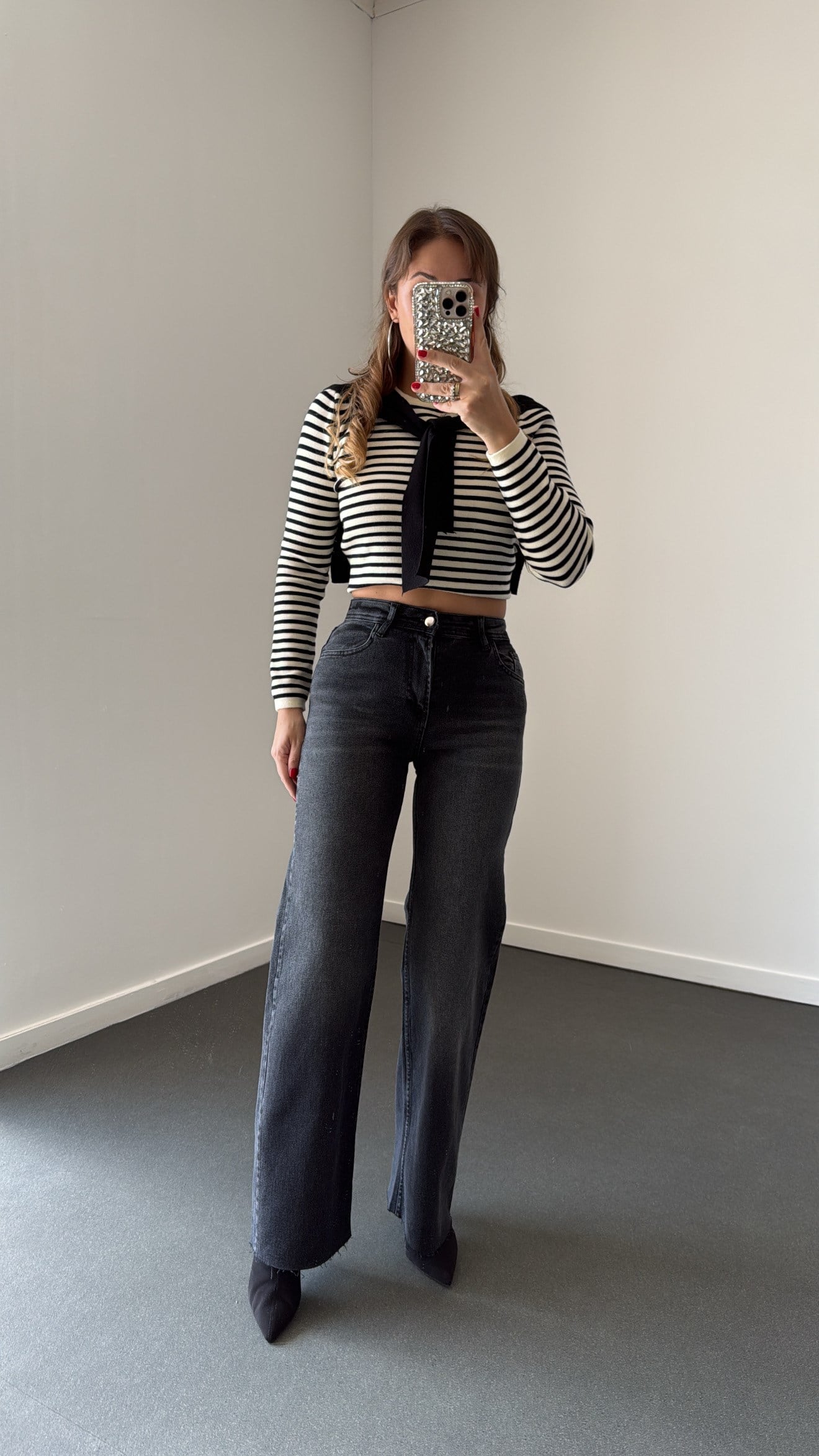 Zaylen Antrasit Yıkamalı Comfort Wide Leg Jean