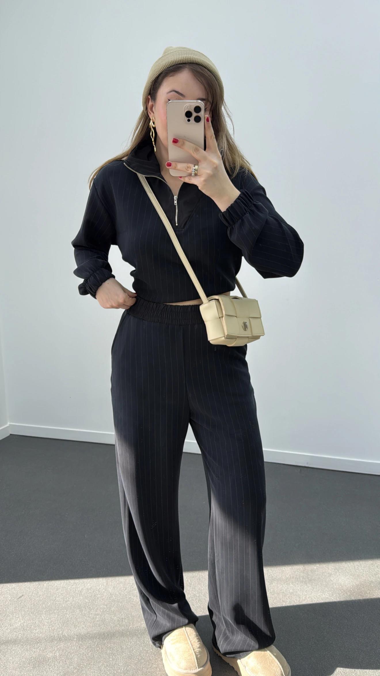 Zeina Modal Mix Paraşüt Kumaşlı Takım