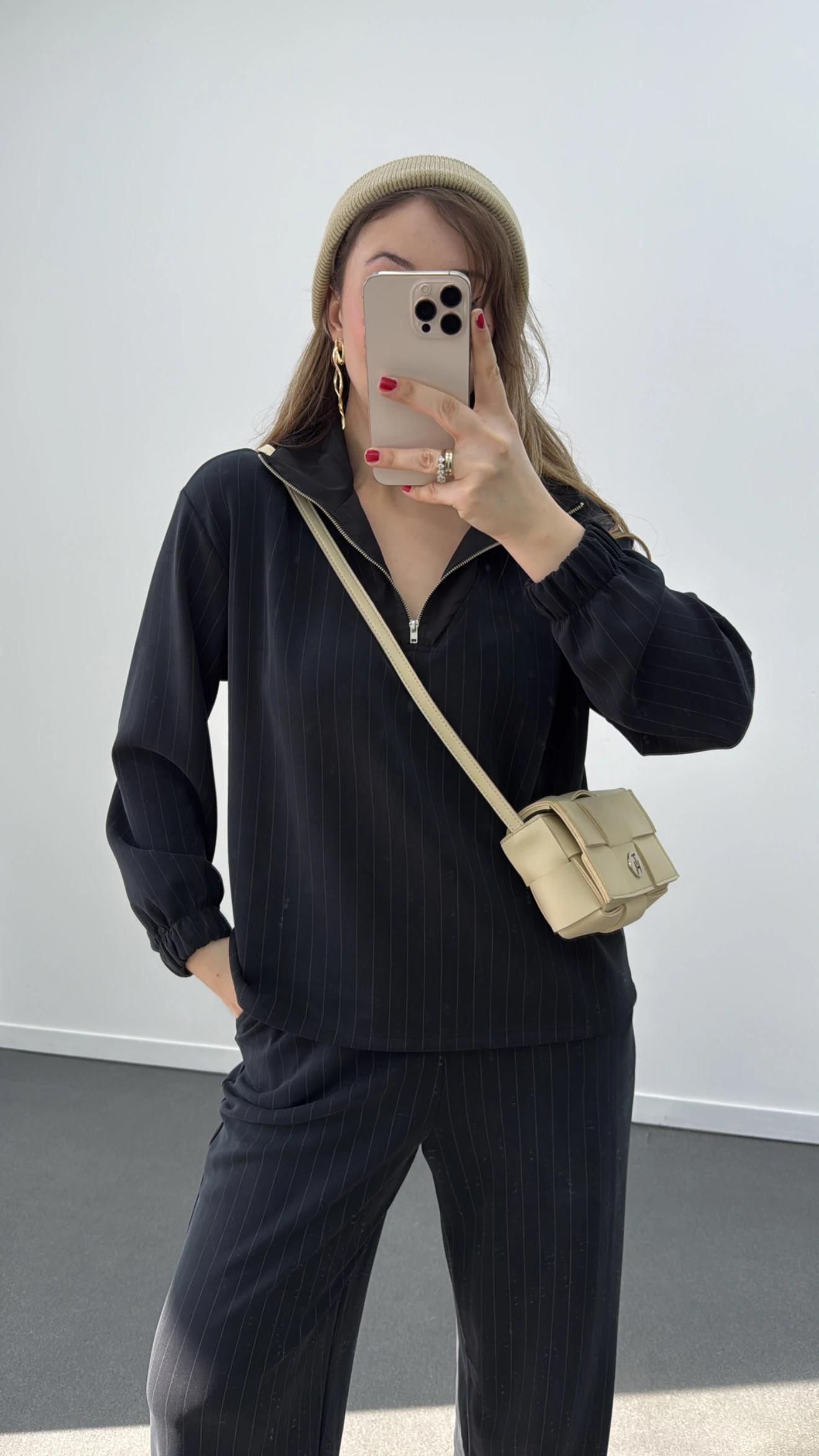 Zeina Modal Mix Paraşüt Kumaşlı Takım