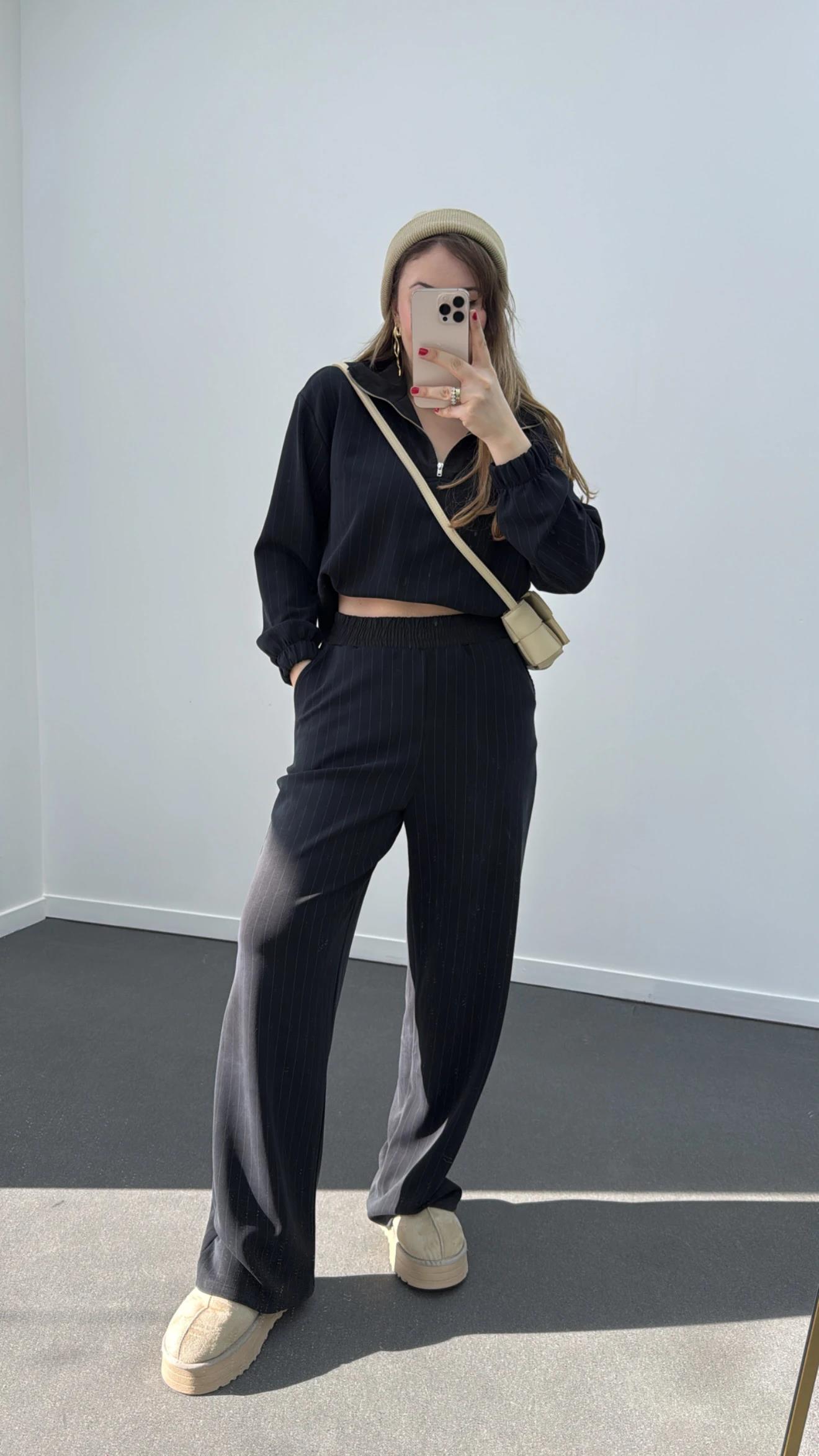 Zeina Modal Mix Paraşüt Kumaşlı Takım