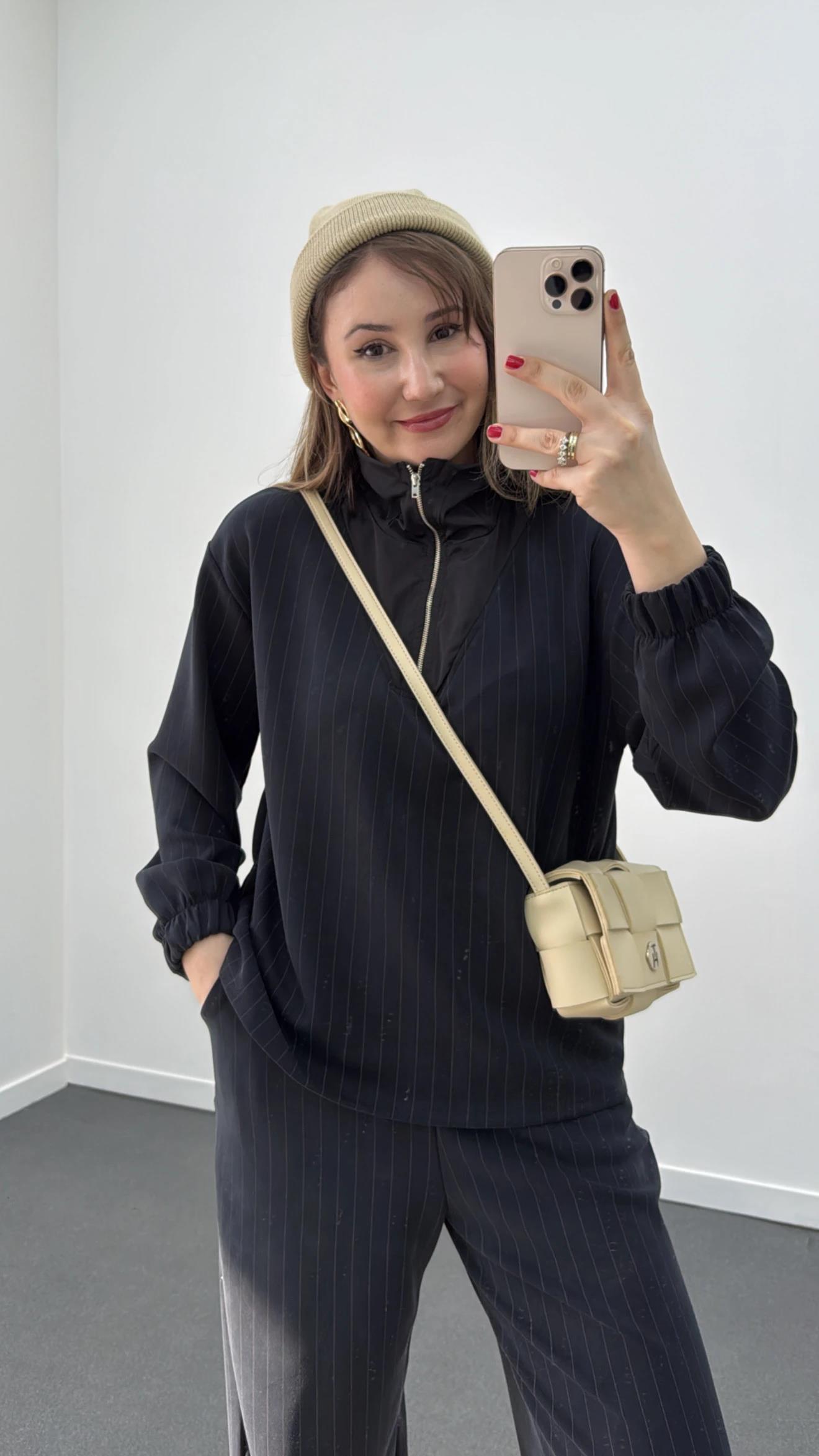 Zeina Modal Mix Paraşüt Kumaşlı Takım