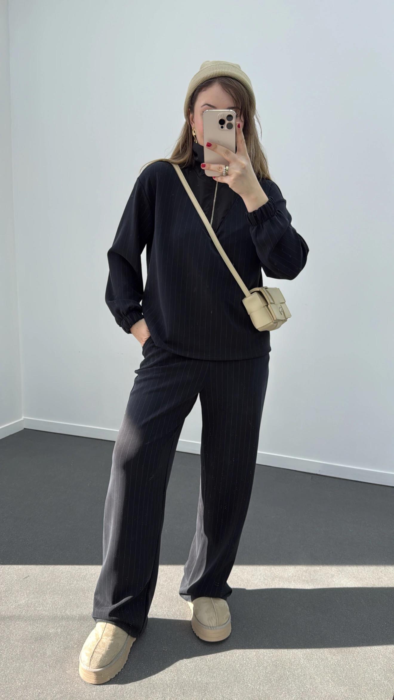 Zeina Modal Mix Paraşüt Kumaşlı Takım