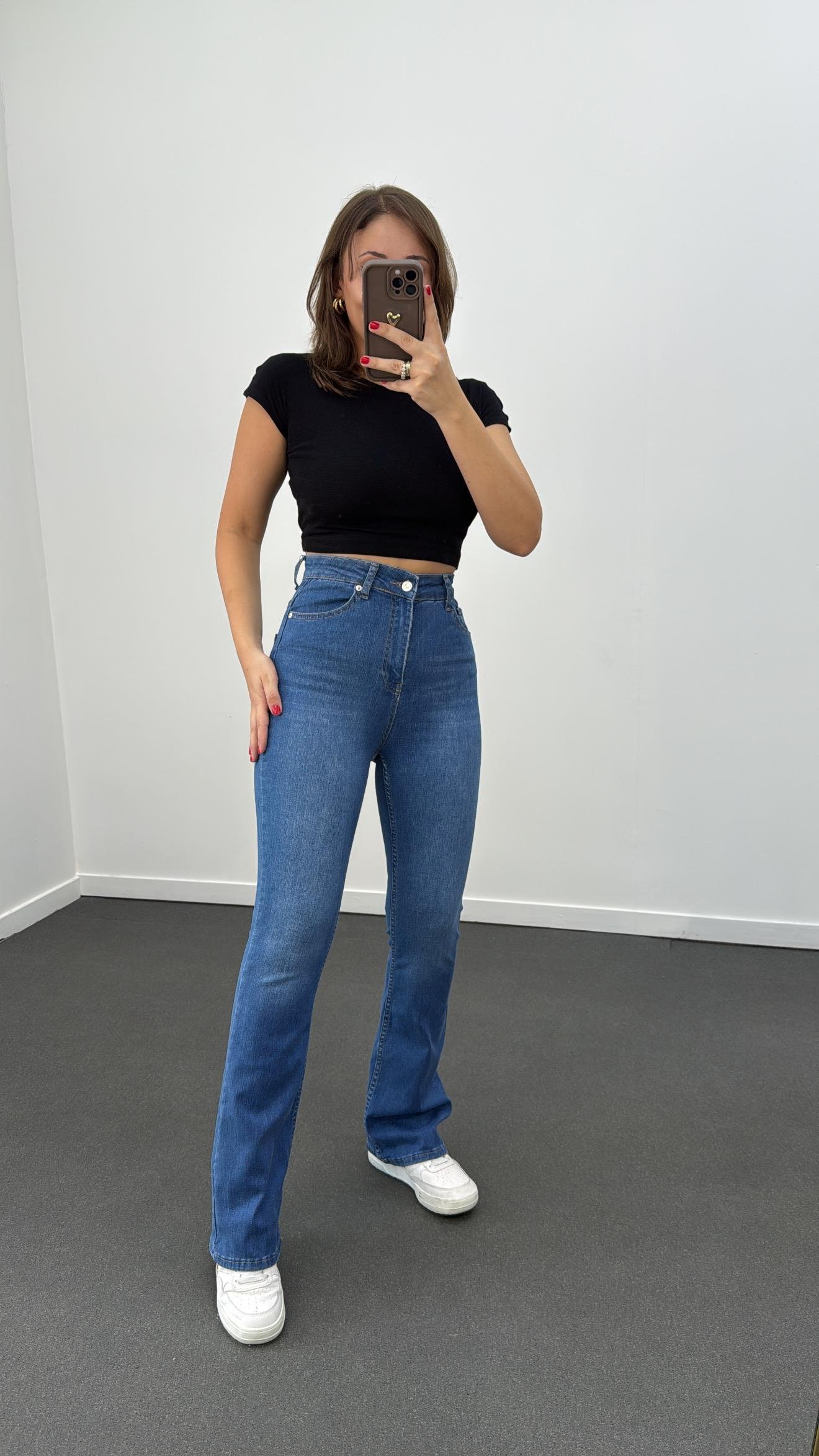 ZR Açık Renk Extra Yüksek Bel Full Likralı Flare Jeans